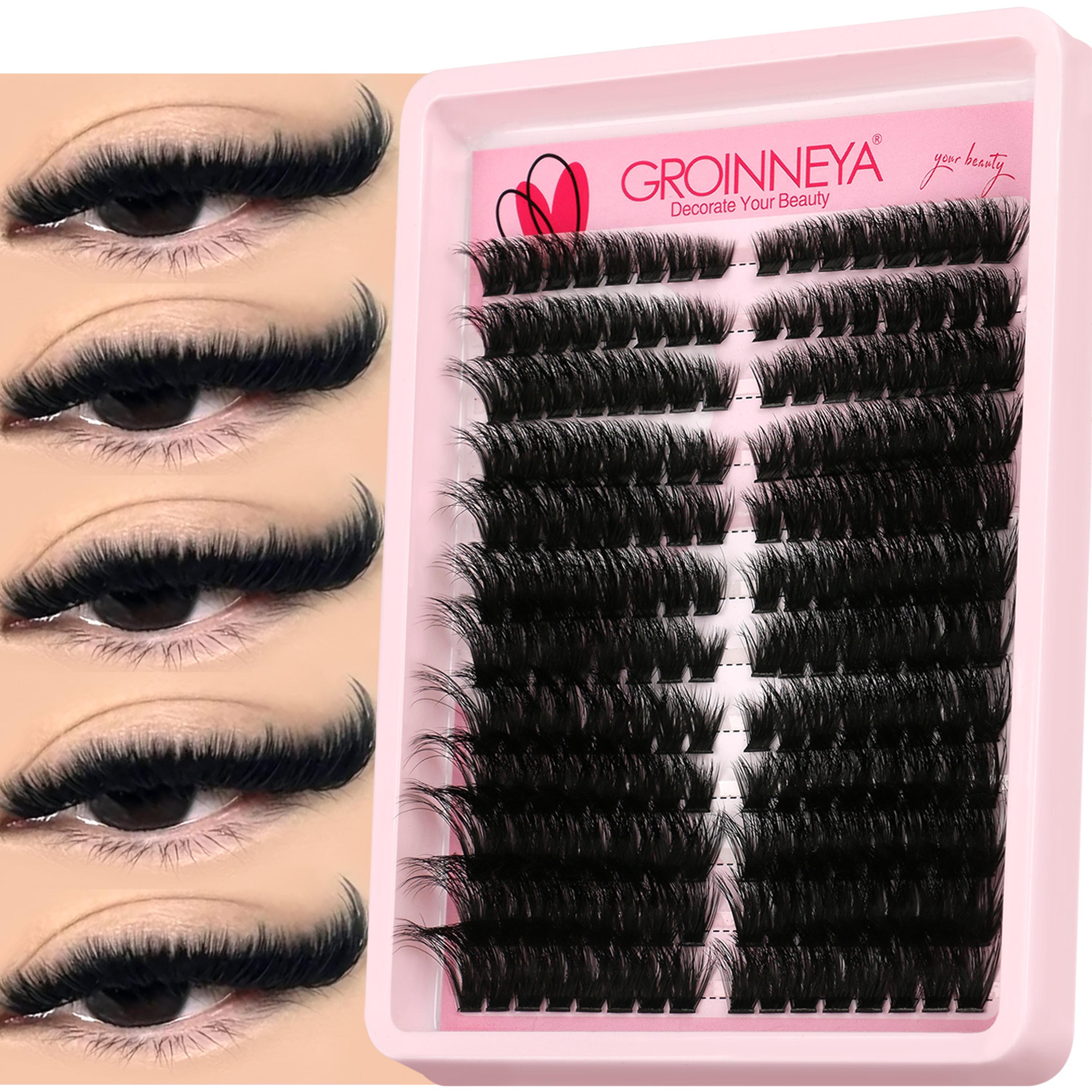 GROINNEYA DIY Lash Clusters Wispy Cat Eye Individual Lash Extensions For Natural Volume 0
