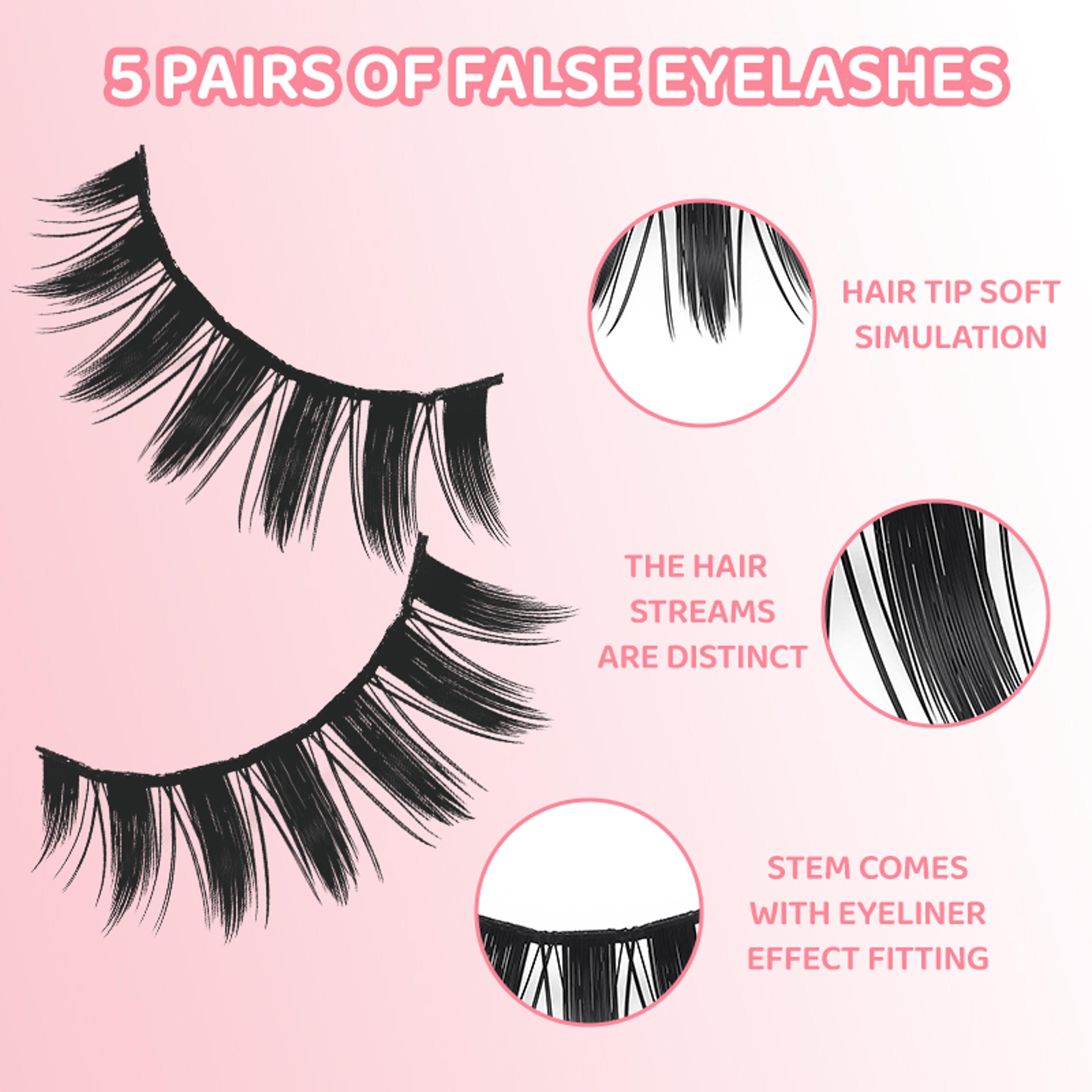 DINGSEN Manga Lashes Pair Anime False Eyelashes Soft Wispy Strip Lashes 2