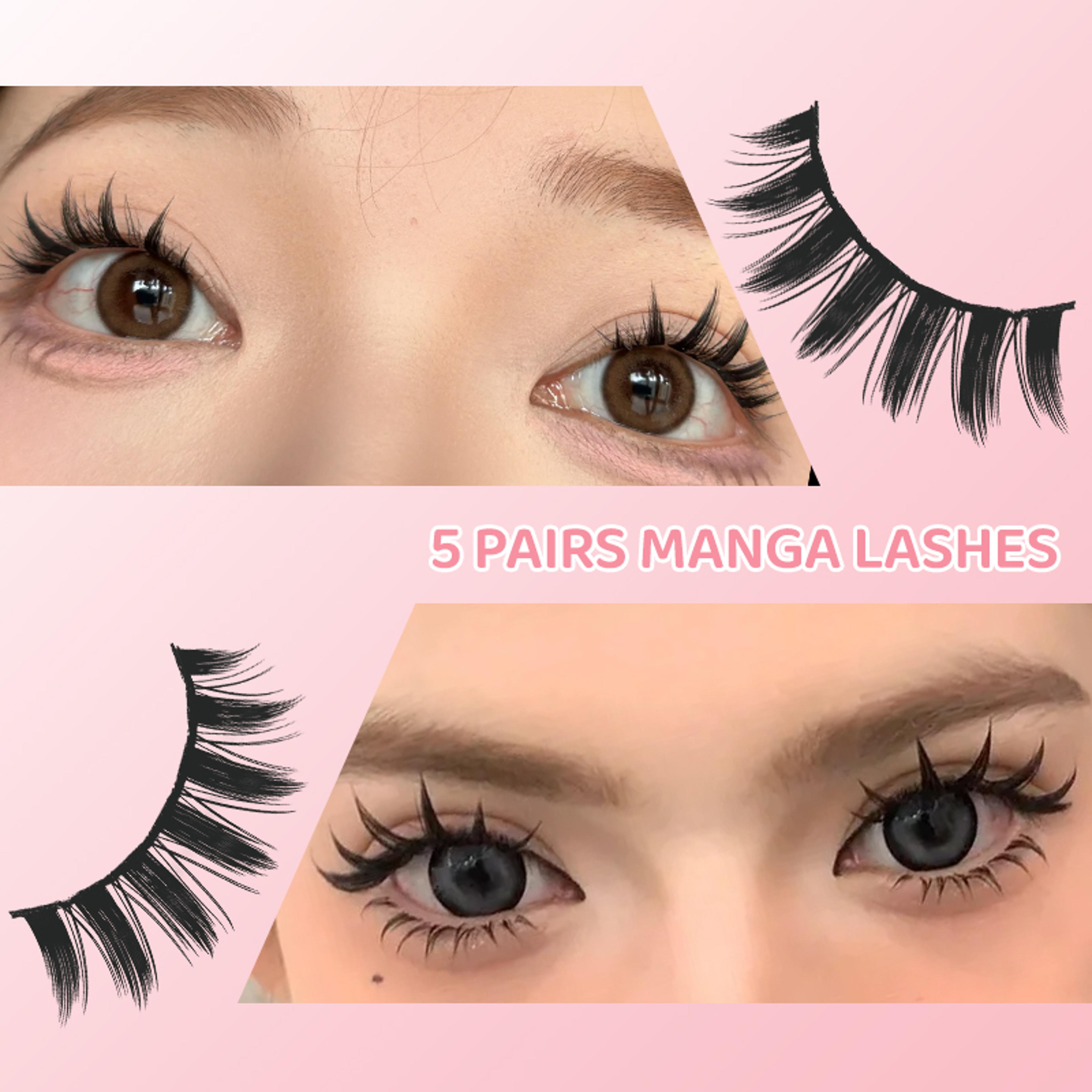 DINGSEN Manga Lashes Pair Anime False Eyelashes Soft Wispy Strip Lashes 5