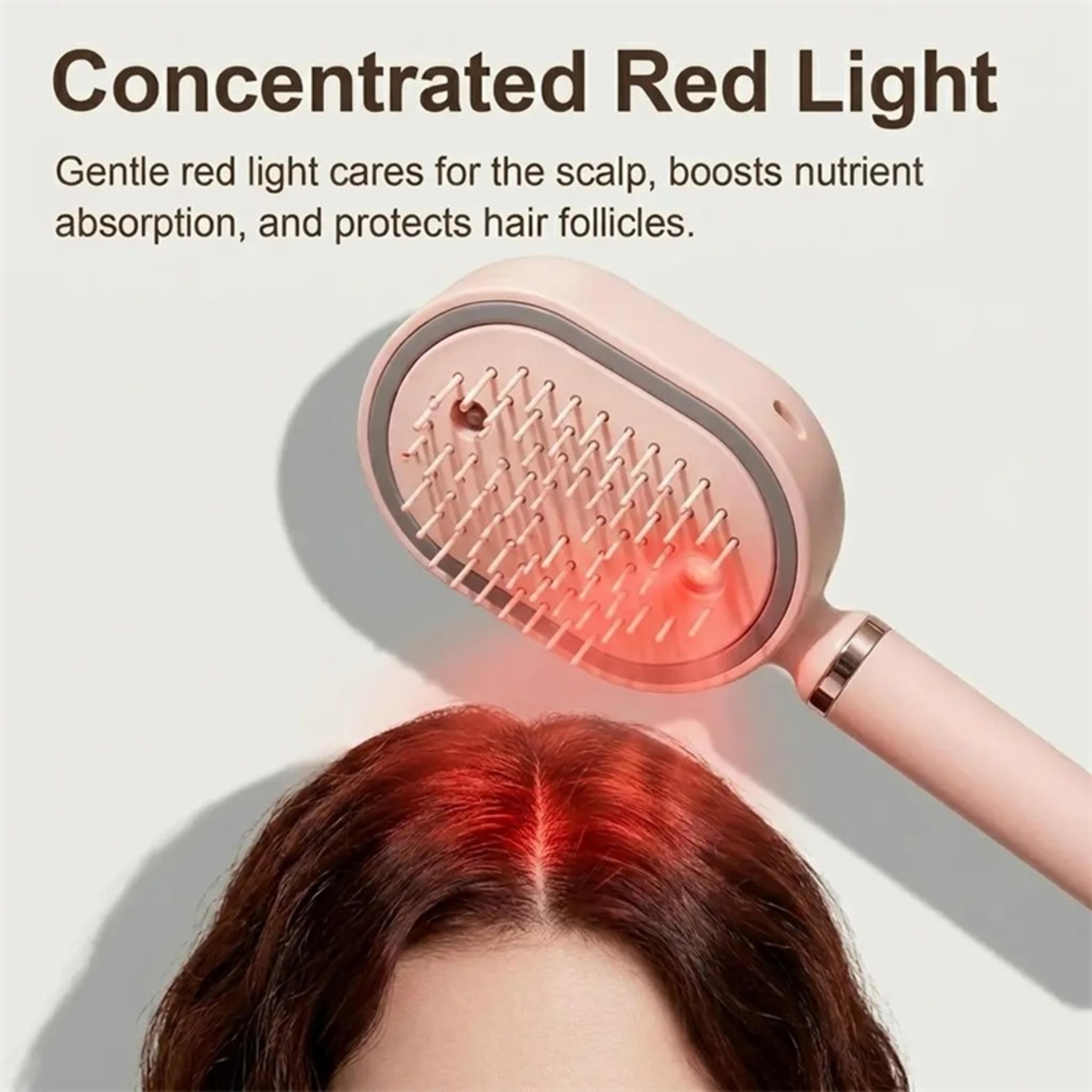 Electric Hair Brush With Spray  Red Light Therapy Anti Frizz Detangling Brush For Wet  Dry Hair 3