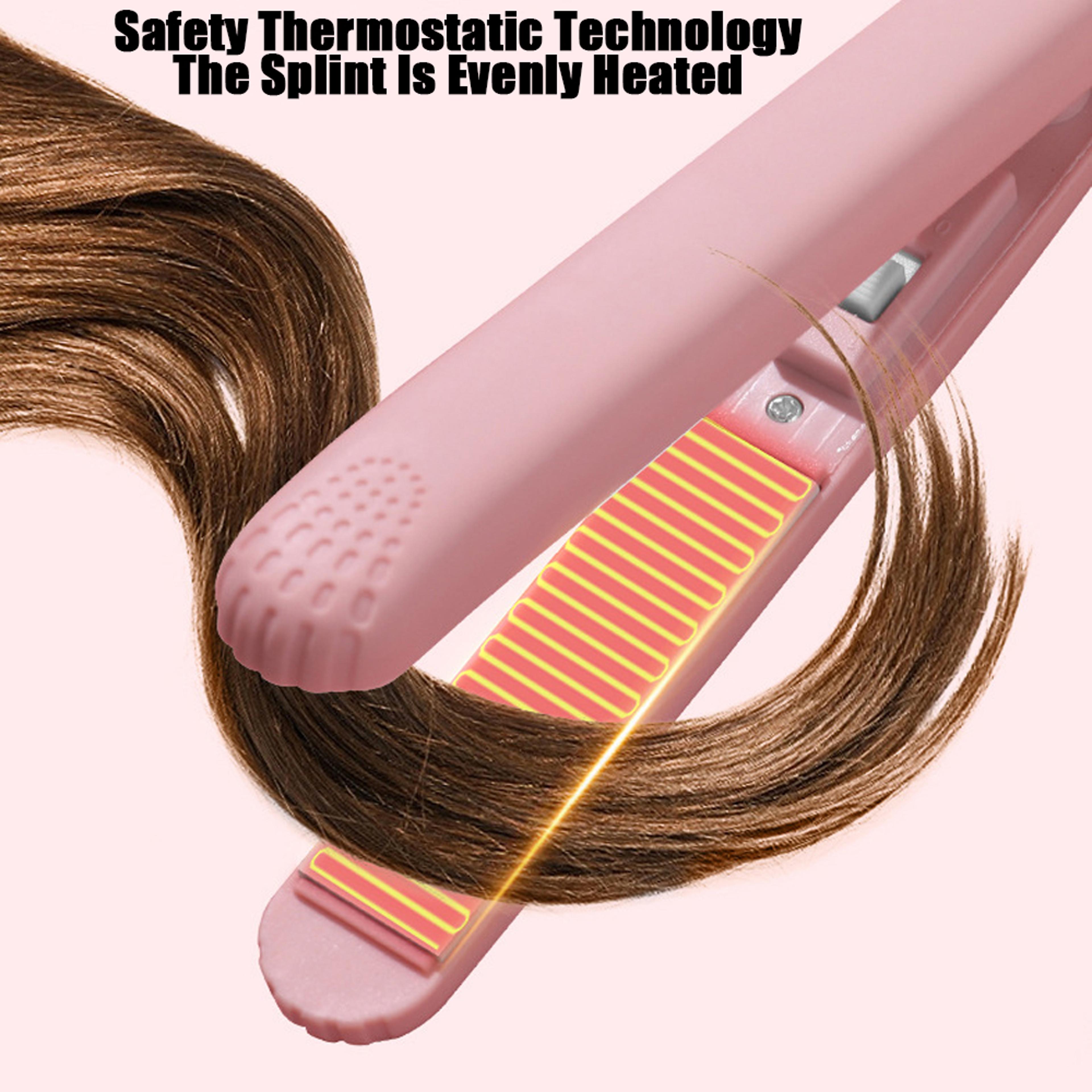 Pink Ceramic Hair Straightener  Curler With Floating Plates Fast Heat Flat Iron 2