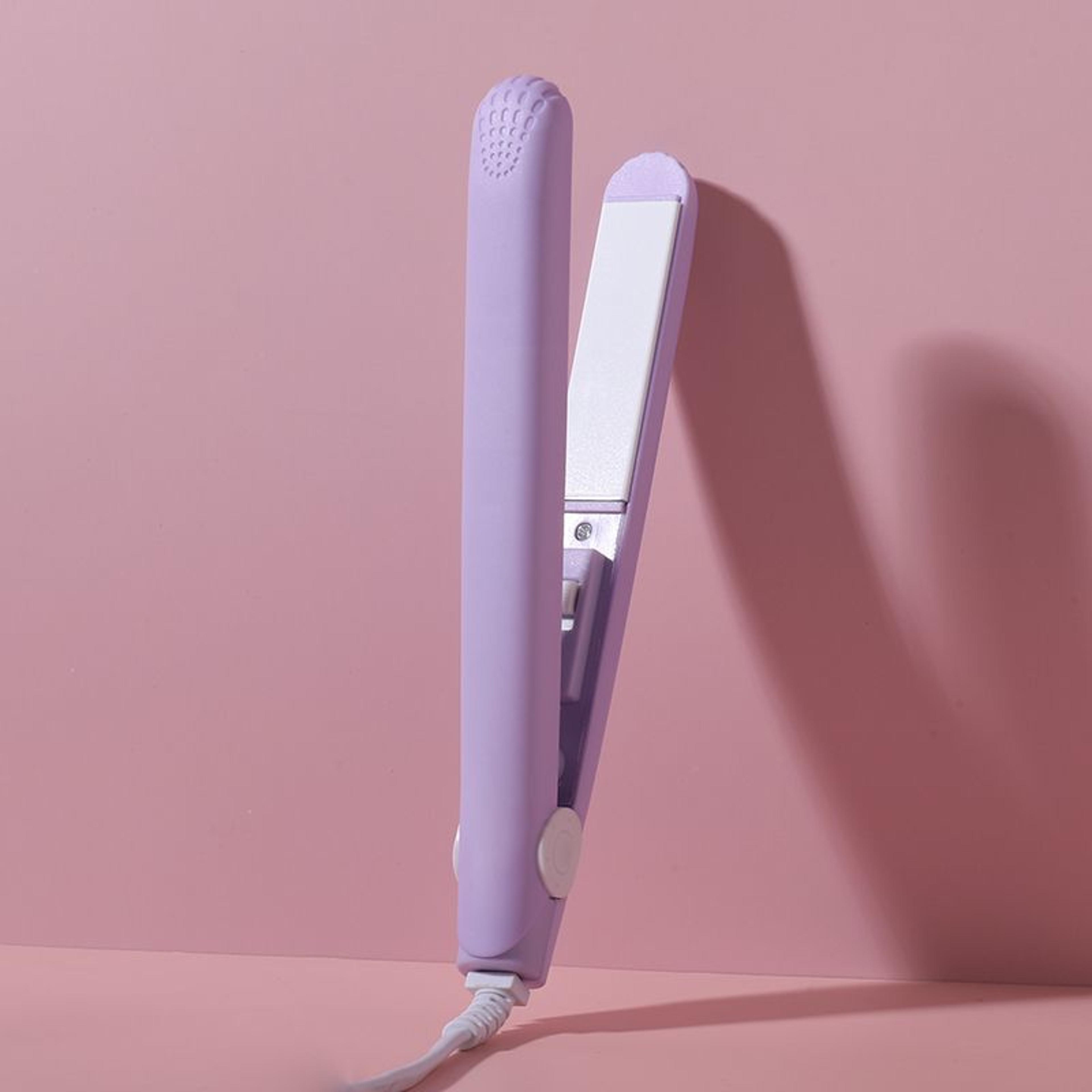 Pink Ceramic Hair Straightener  Curler With Floating Plates Fast Heat Flat Iron 8
