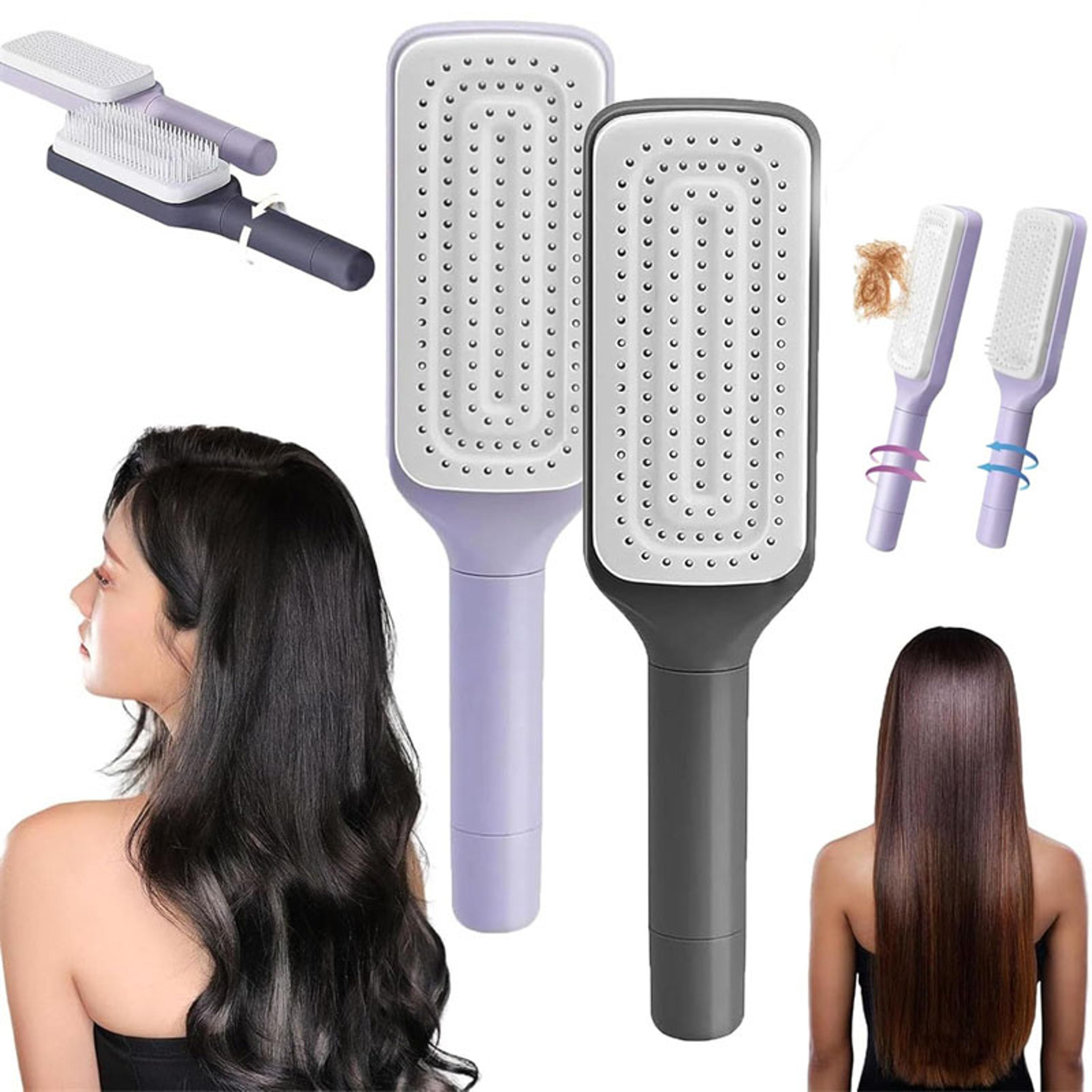 self cleaning hair brush with air cushion scalp massage for easy detangling