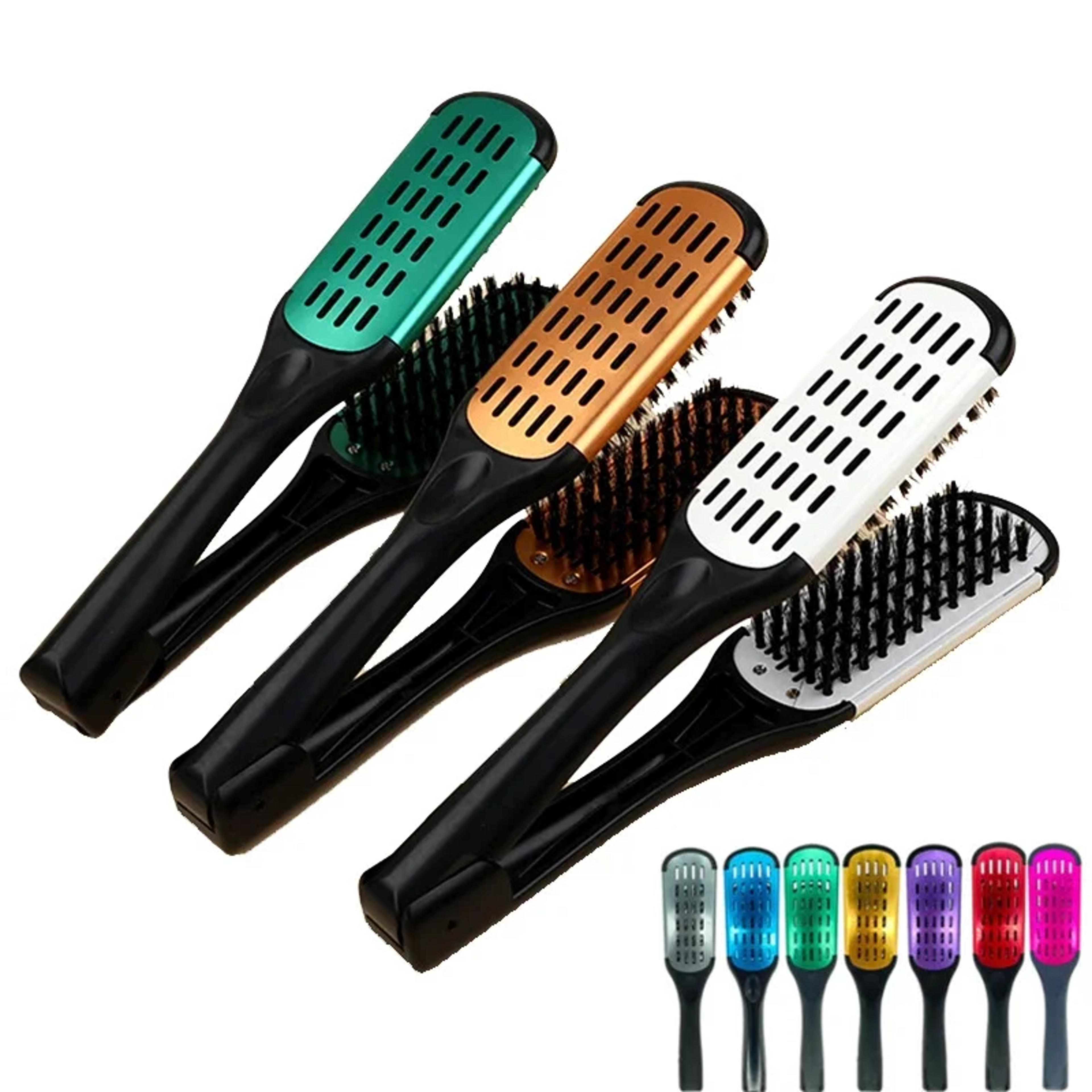 V Shape Hair Straightening Brush Comb Clamp For Fast Smooth Salon Styling 2