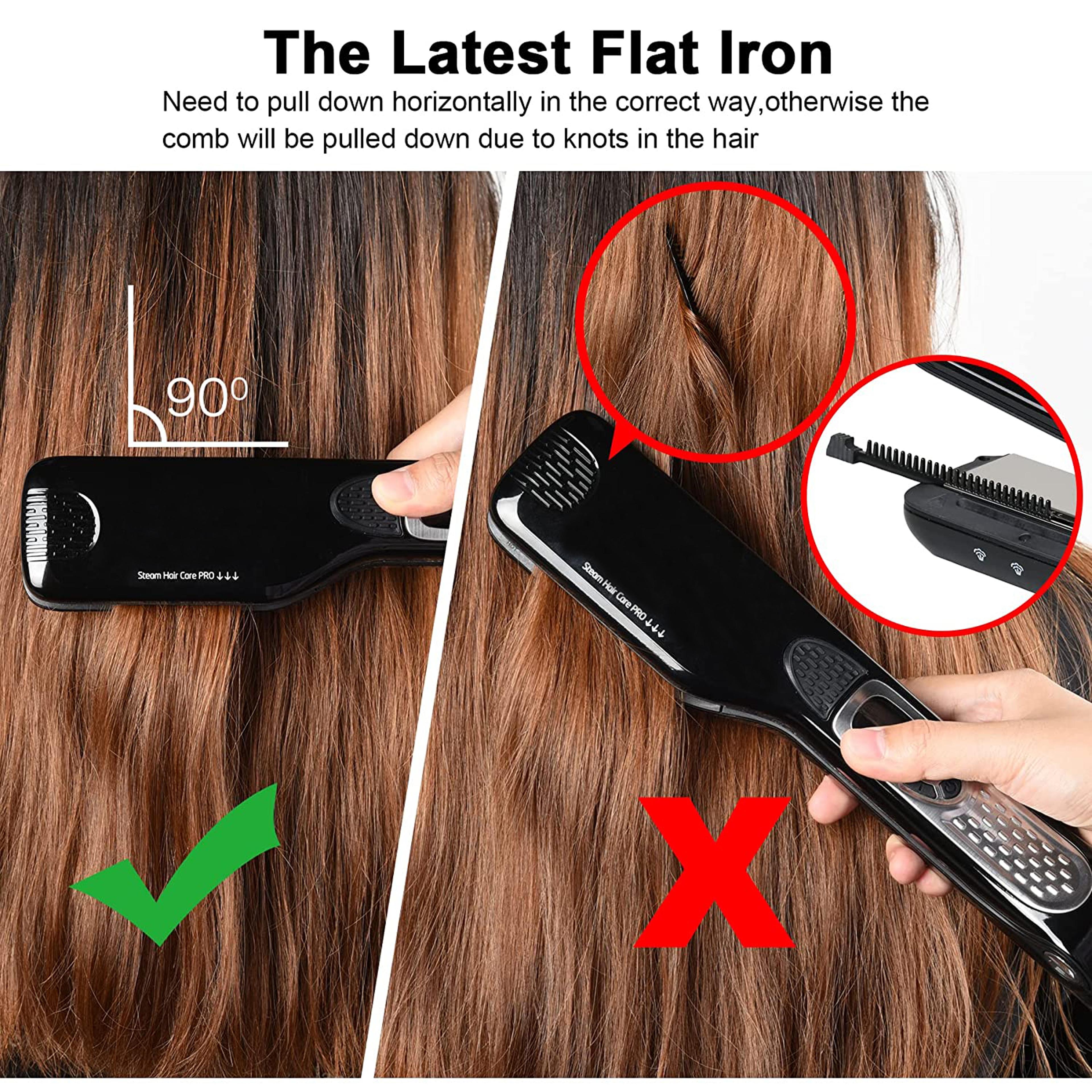 Professional Steam Hair Straightener Ceramic Wide Plate Flat Iron With LCD Display 5