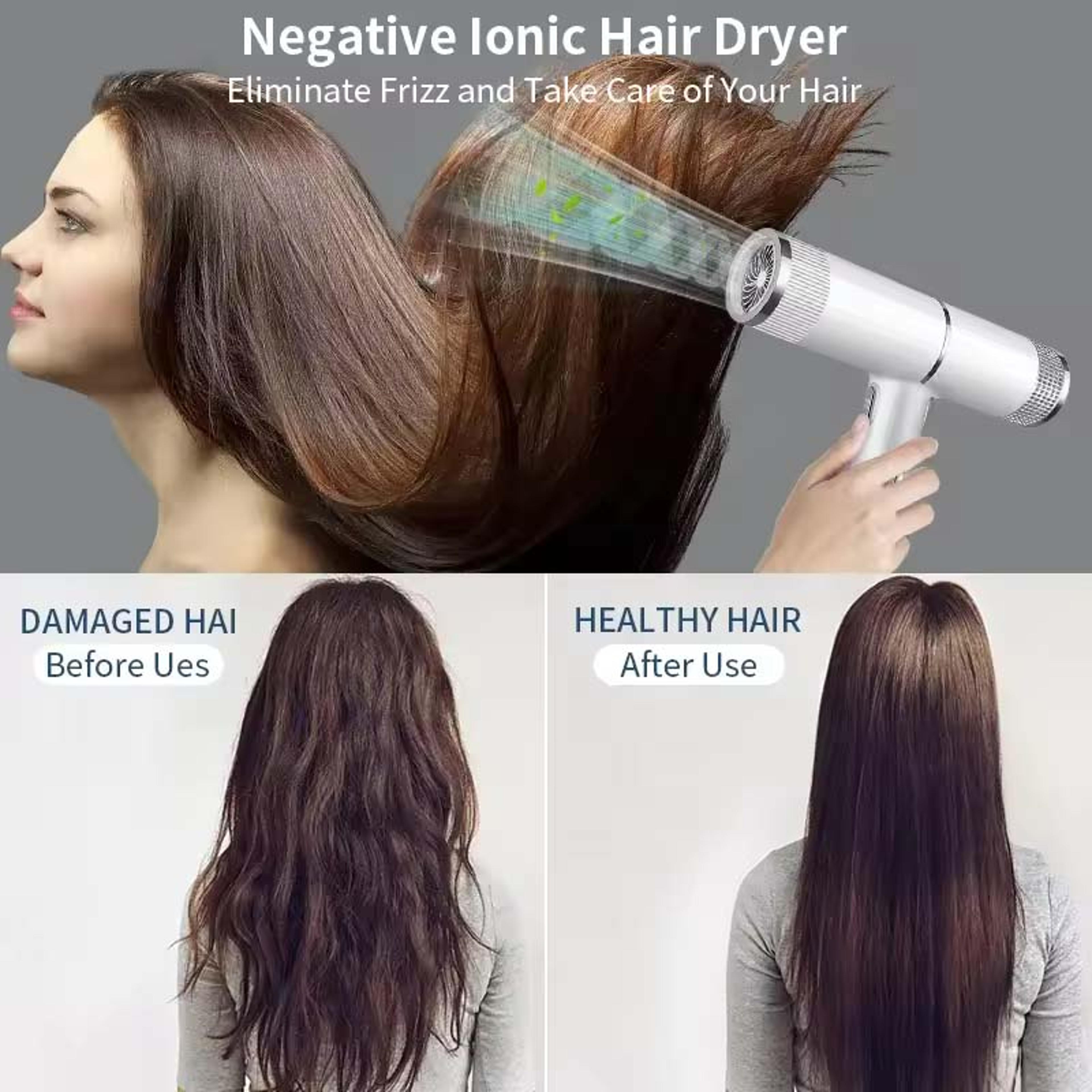 Professional Ionic Hair Dryer With Hot  Cold Air Low Noise Fast Drying Salon Blow Dryer 1