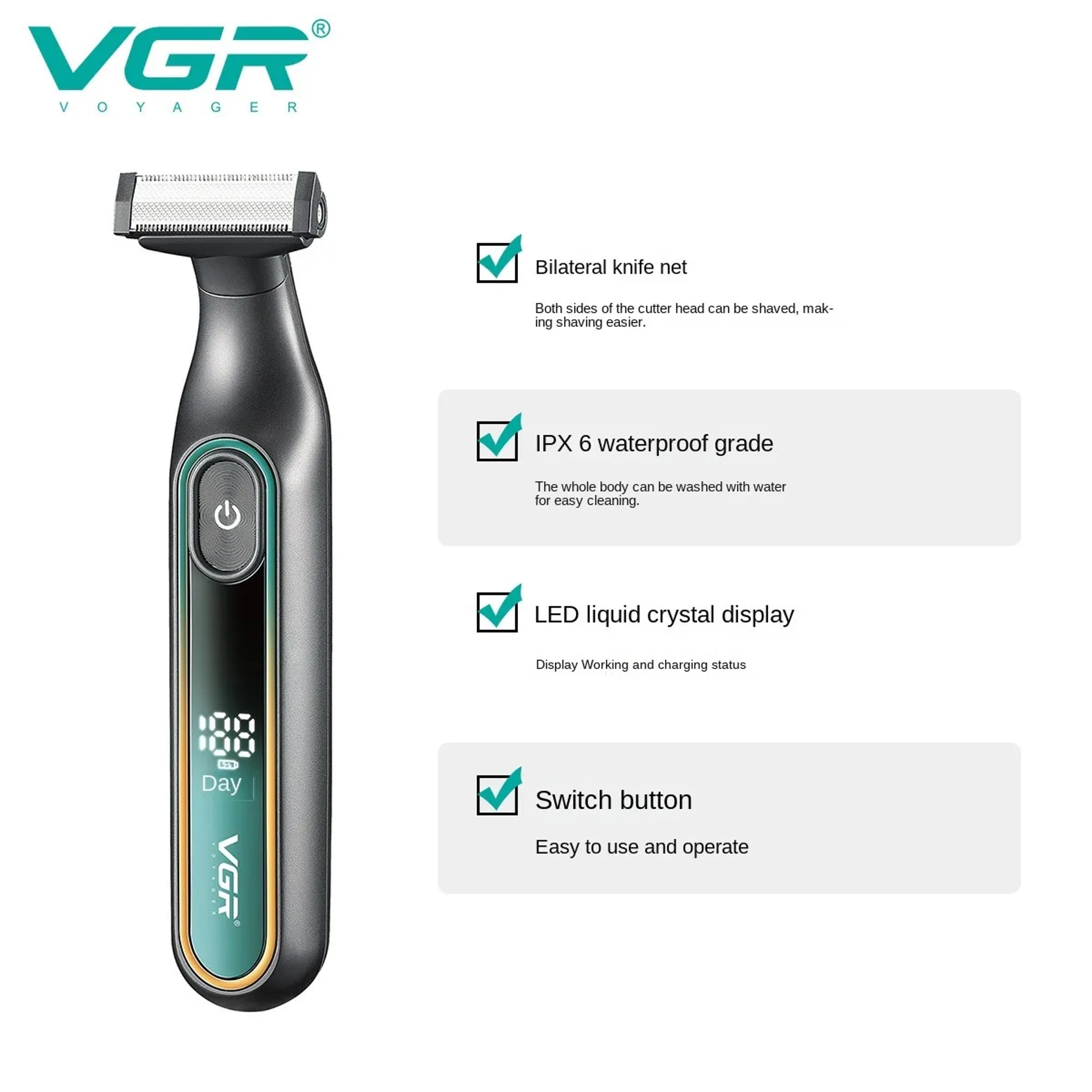 Electric Shaver  Beard Trimmer For Men Waterproof USB Rechargeable Grooming Razor 1