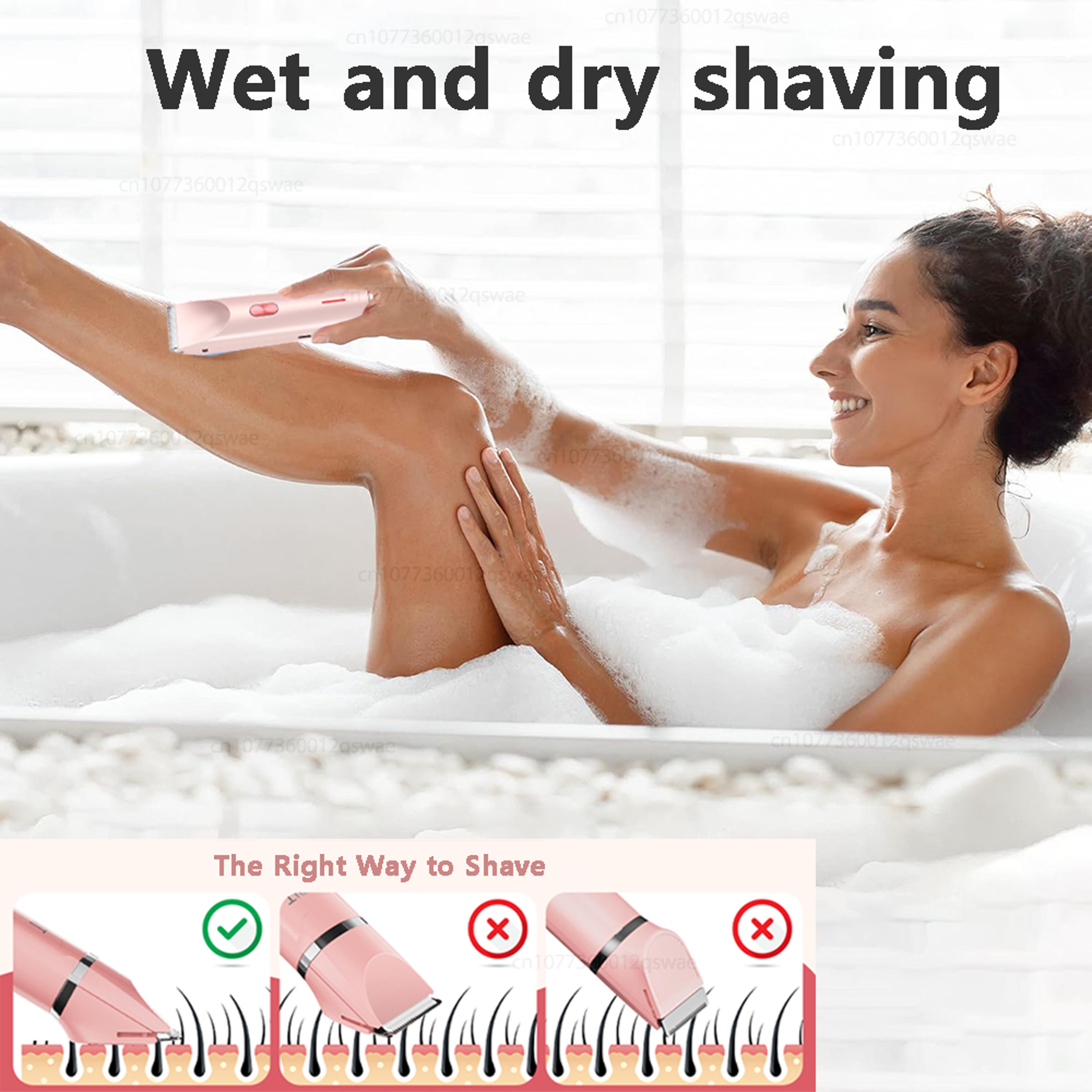 Rechargeable Women Electric Shaver For Bikini Legs  Underarms With Detachable Head 3