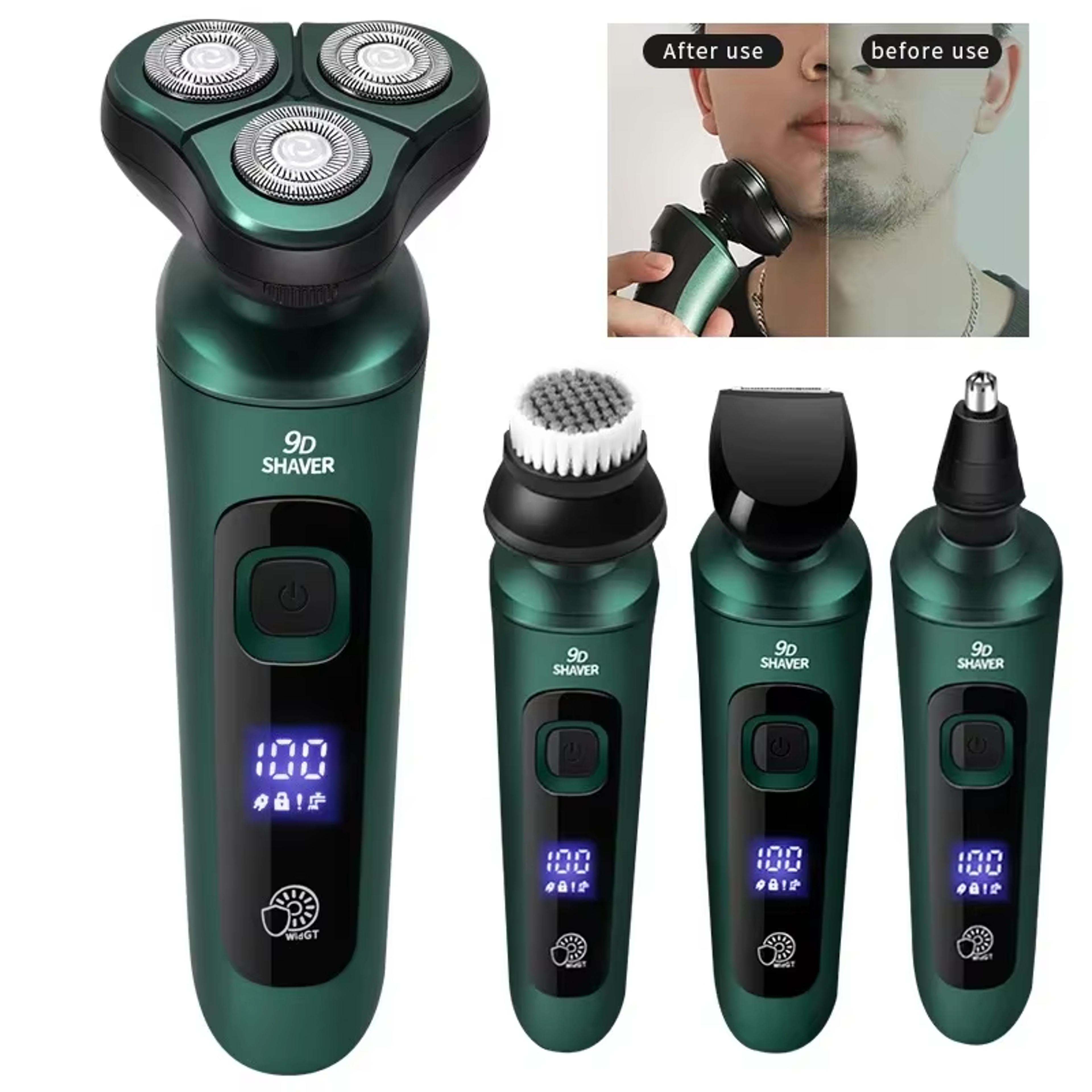 LED Digital Electric Shaver With Floating Heads USB Rechargeable Rotary Razor For Men 0