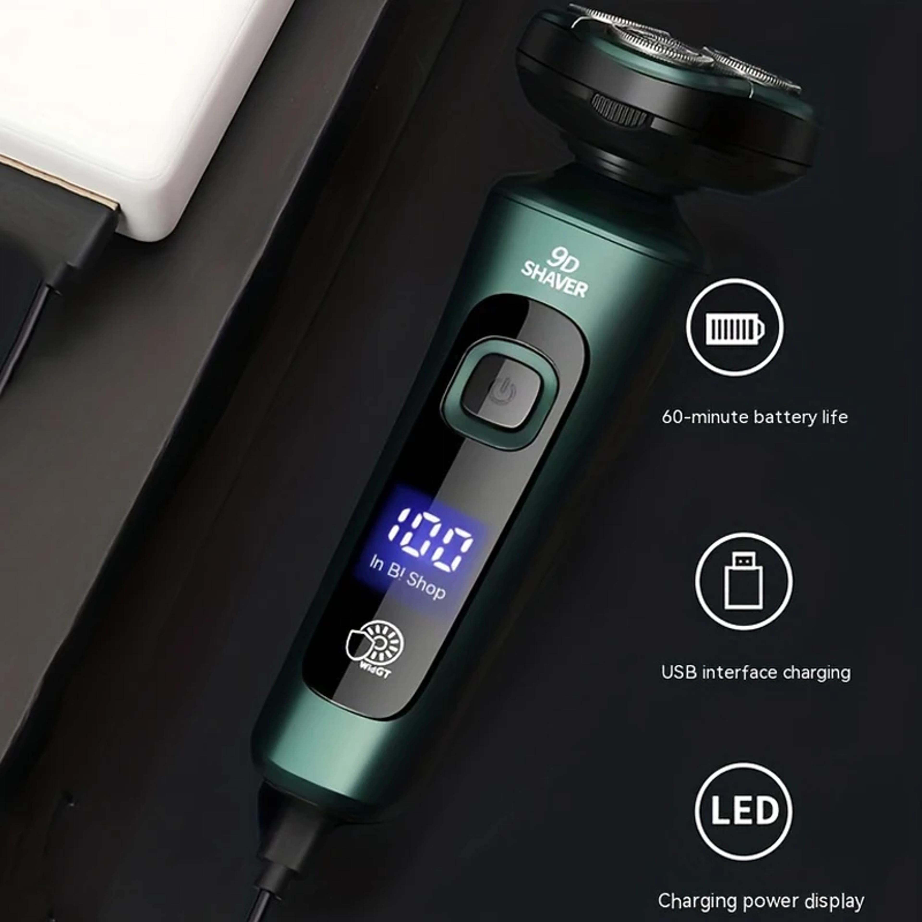LED Digital Electric Shaver With Floating Heads USB Rechargeable Rotary Razor For Men 1