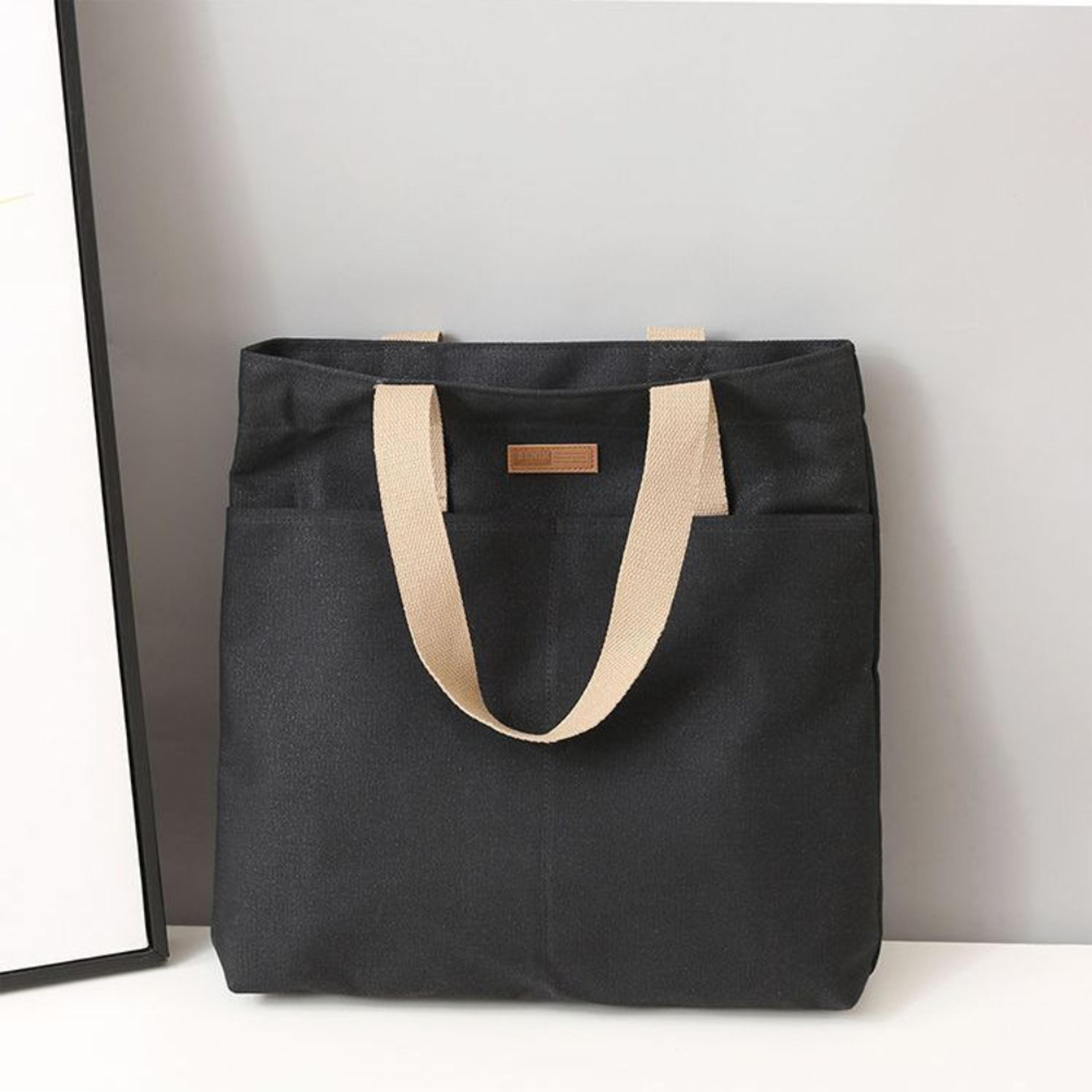 Large Canvas Tote Bag For Women Commuter Handbag With Spacious Everyday Shoulder Carryall 4