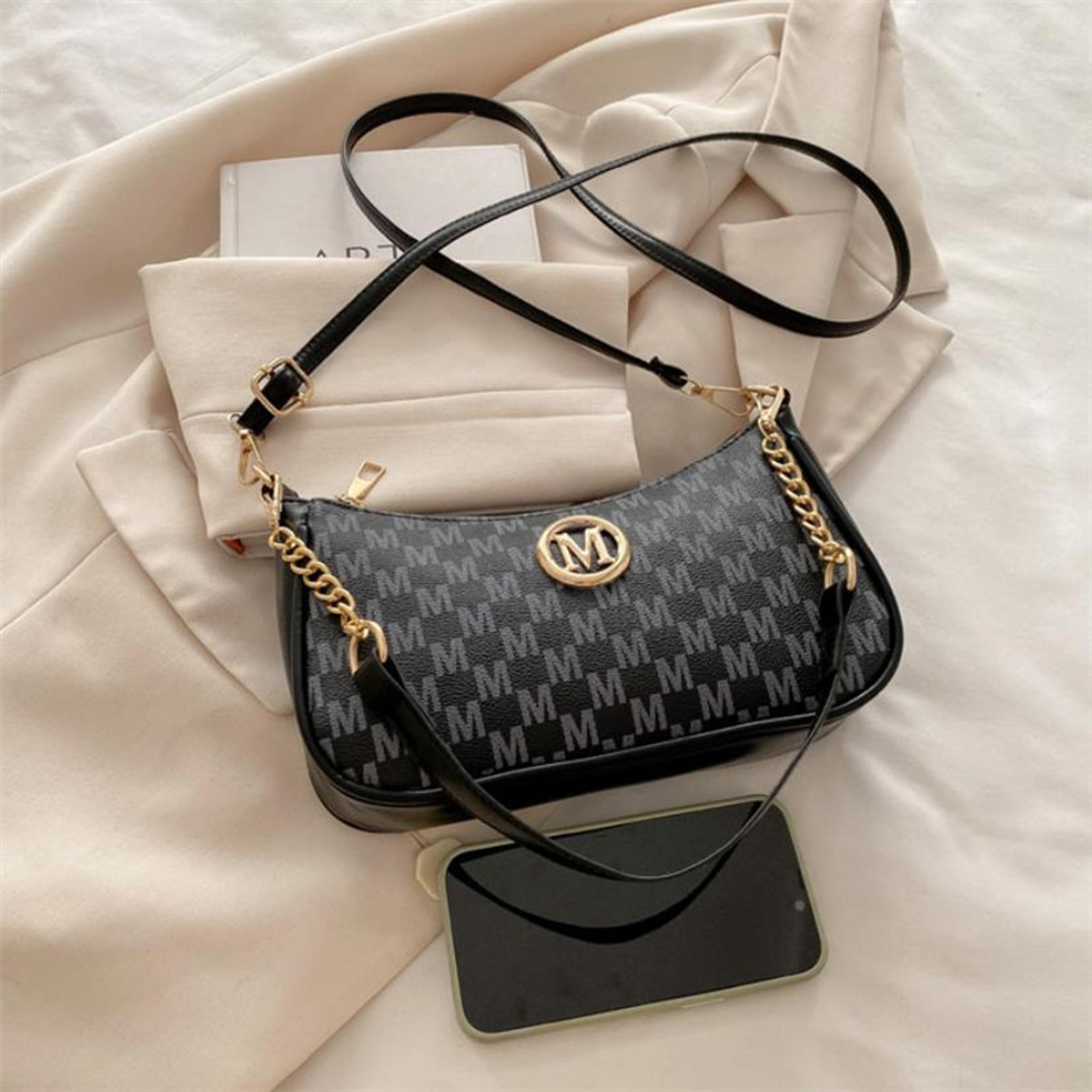 Vintage Crossbody Bag For Women With Gold M Accent PU Leather Shoulder Messenger Purse 1