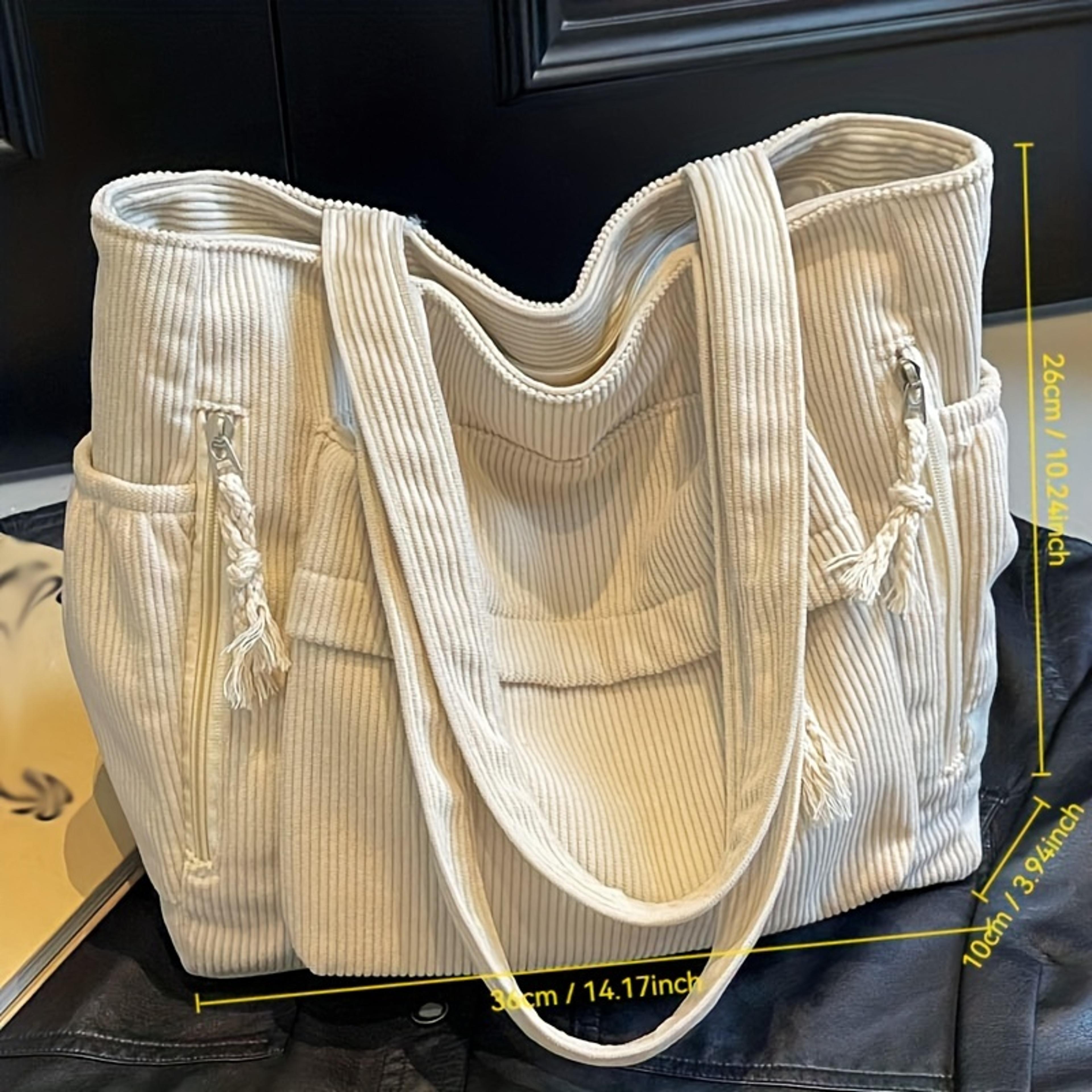 Travel Master Corduroy Tote Bag For Women With Multiple Pockets Casual Shoulder Bag For Travel  Eve 1