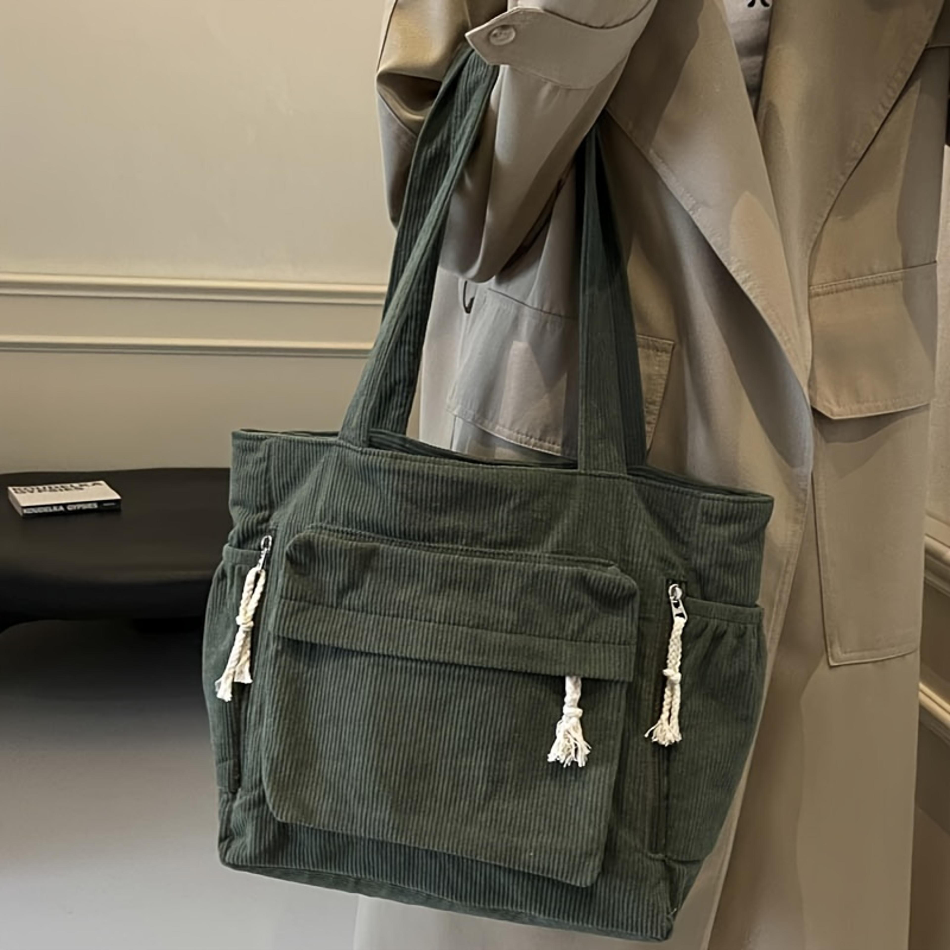 Travel Master Corduroy Tote Bag For Women With Multiple Pockets Casual Shoulder Bag For Travel  Eve 4