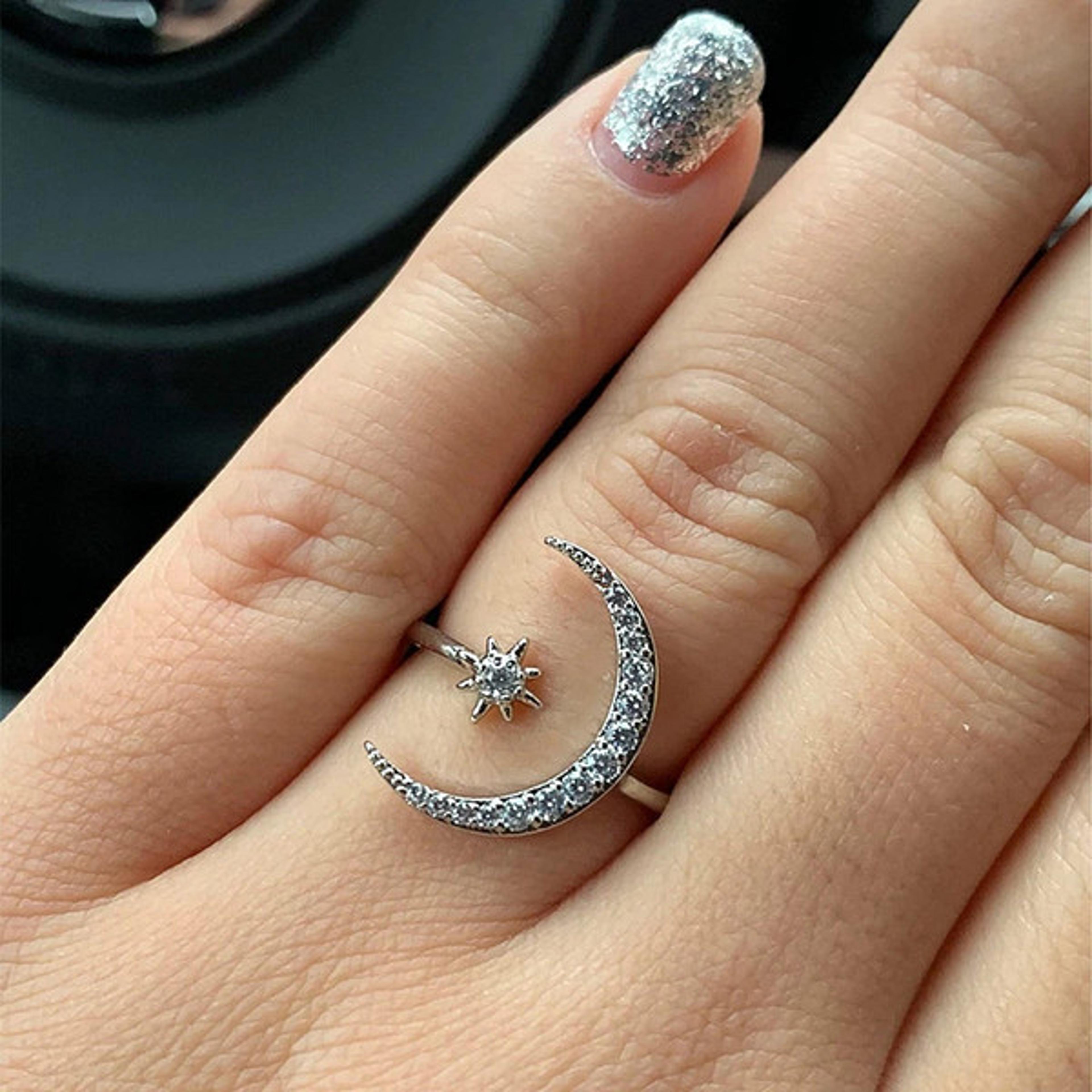 zinc alloy moon and star ring