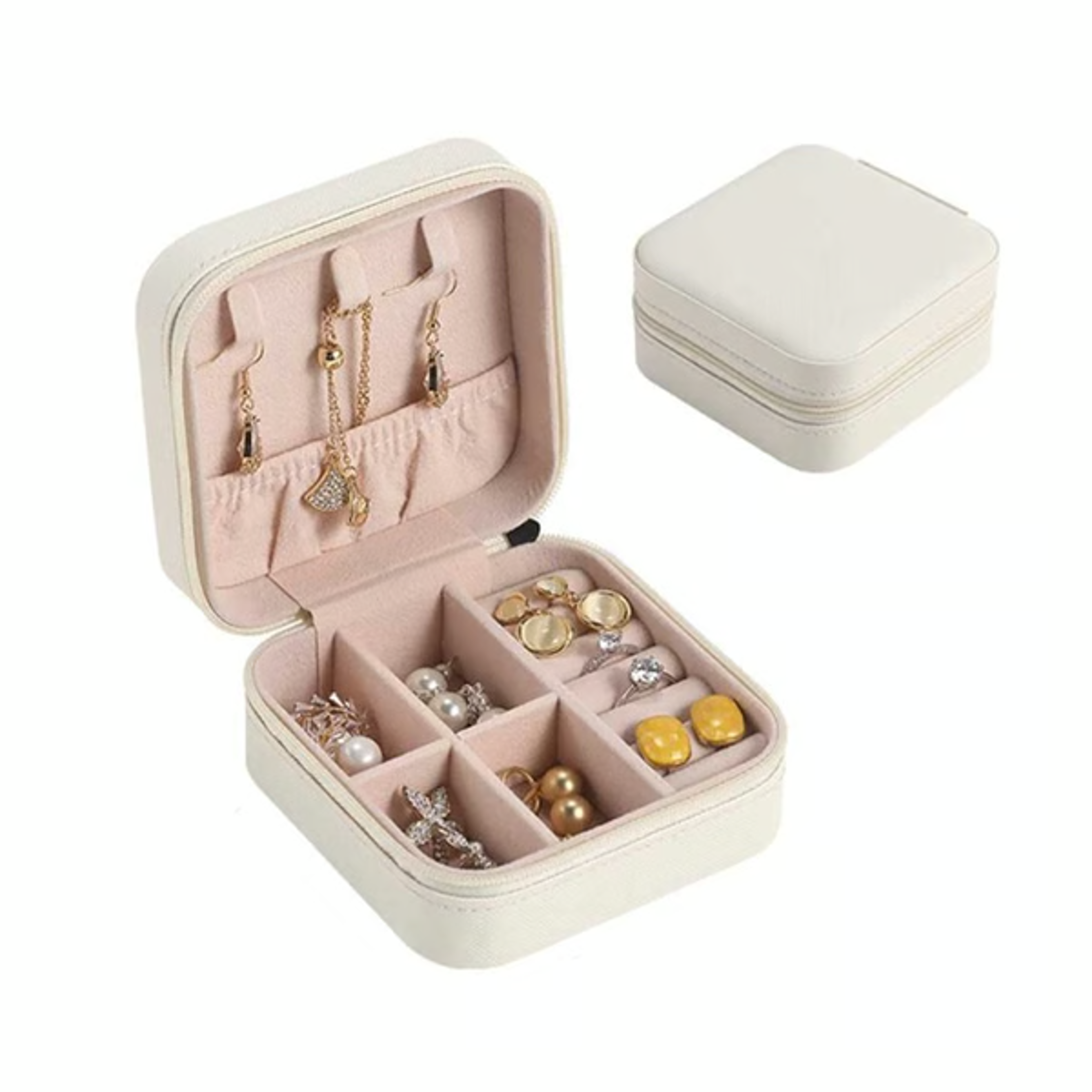 PU Leather Jewelry Organizer white