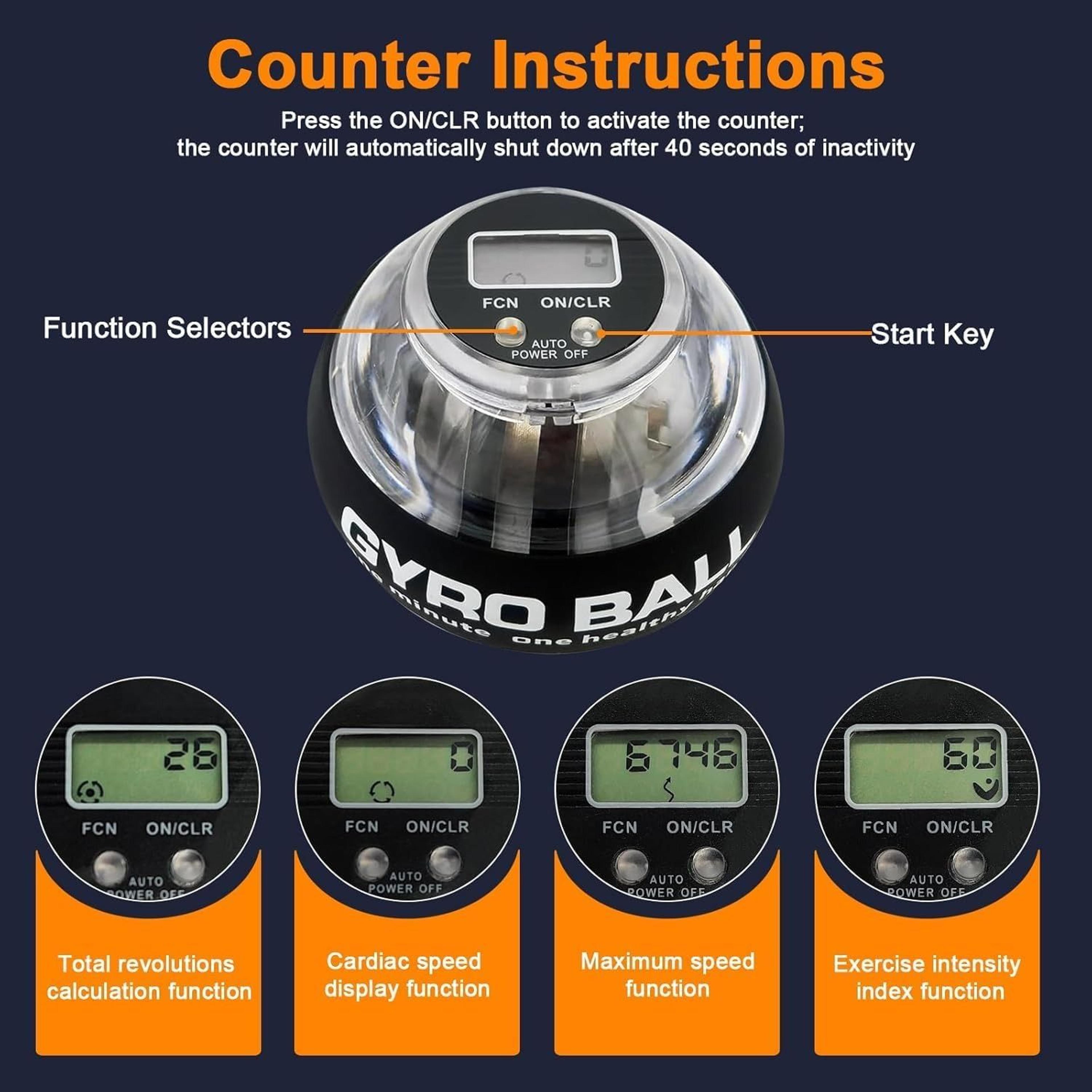 Auto Counter Gyro Ball Wrist Power Ball Strengthen Arm Gym Workout With Forearm Gyro Trainer 8