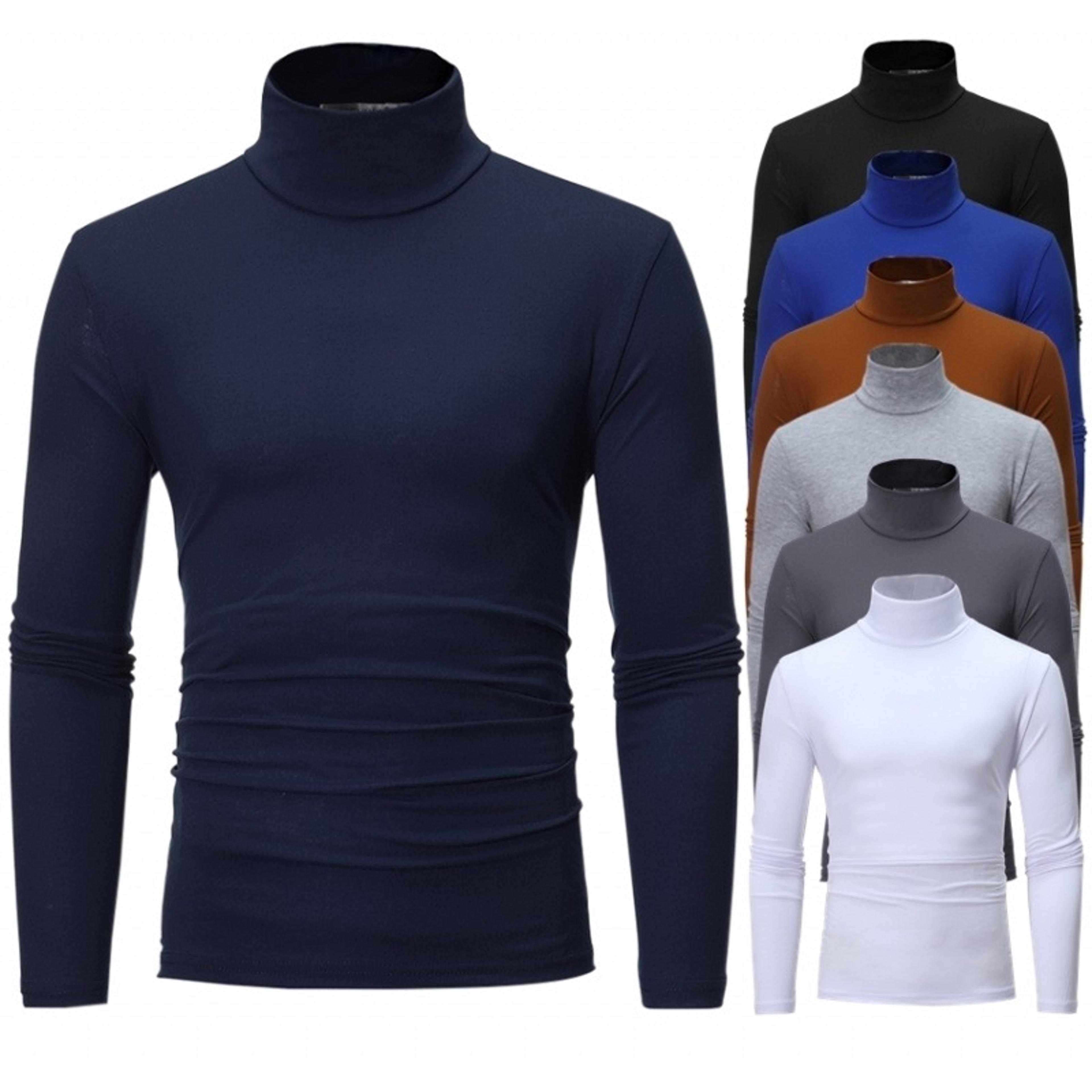 Winter Thermal Shirt for Men Thin Base Layer Tights High Neck Slim Fit Long Sleeve TShirt for Aut