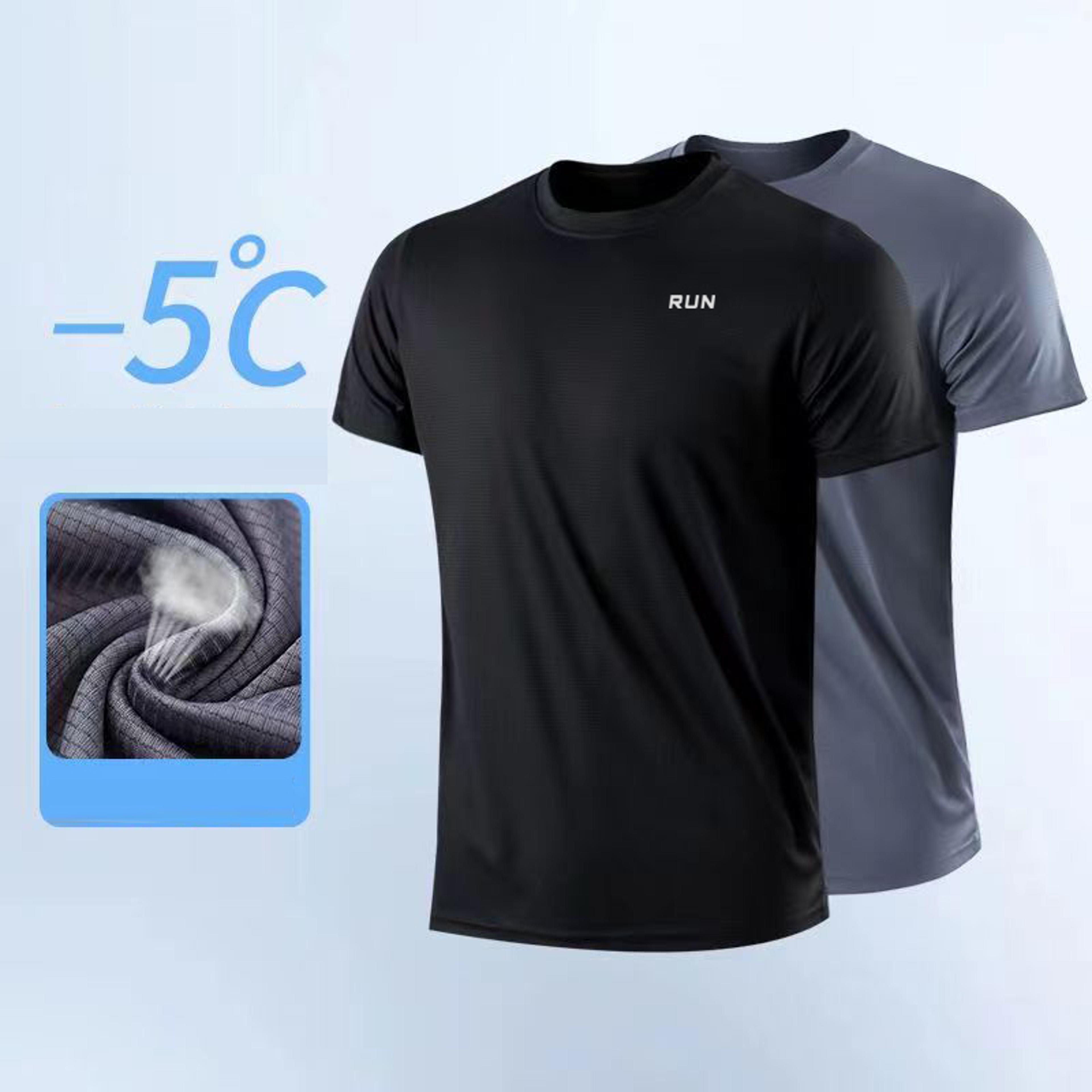 Gym Sport Shirt for Men Breathable Quick Dry Workout Tee  Round Neck Short Sleeve Activewear Top