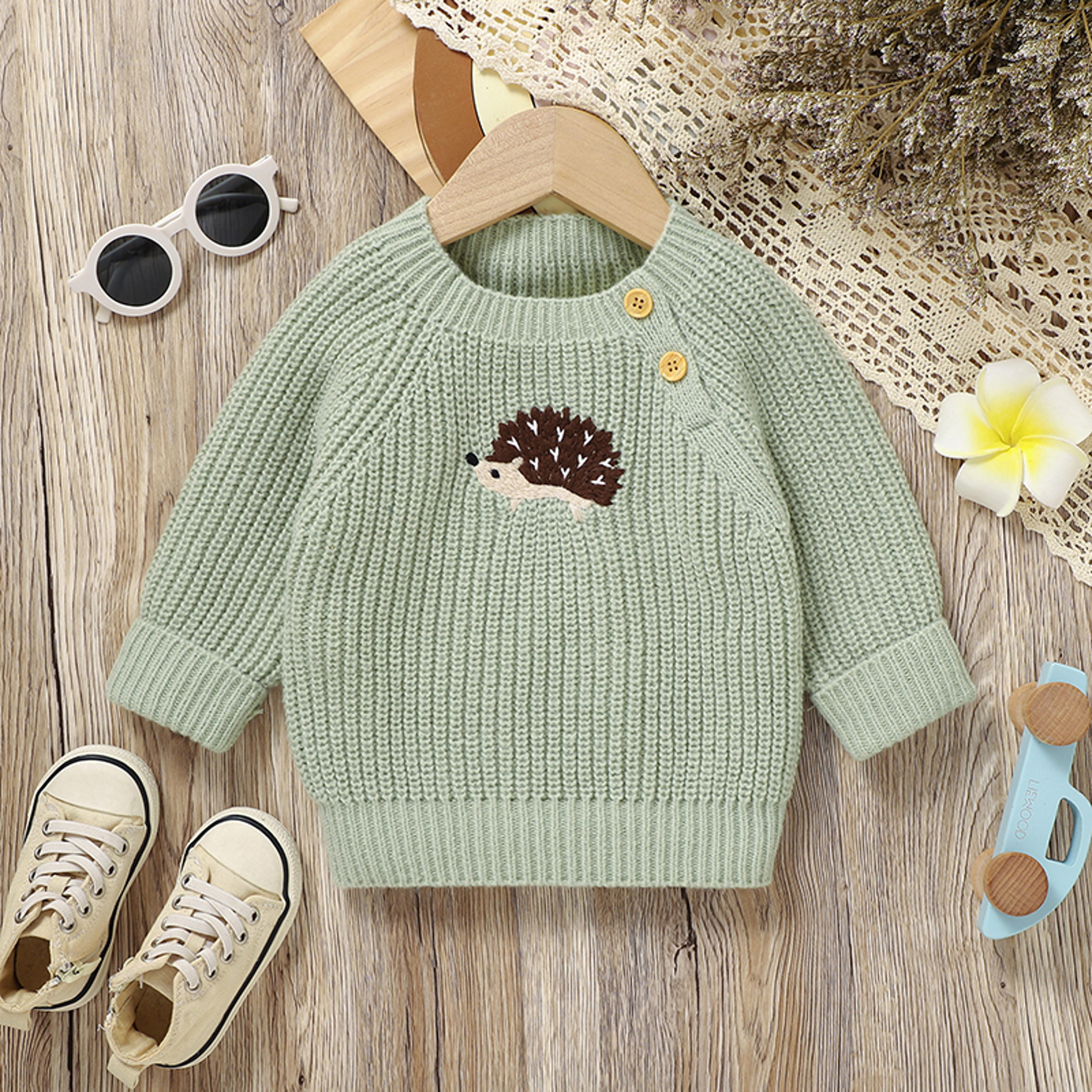 cute cartoon hedgehog knitted baby sweater pullover long sleeve autumn infant children clothing for newborn girl boy