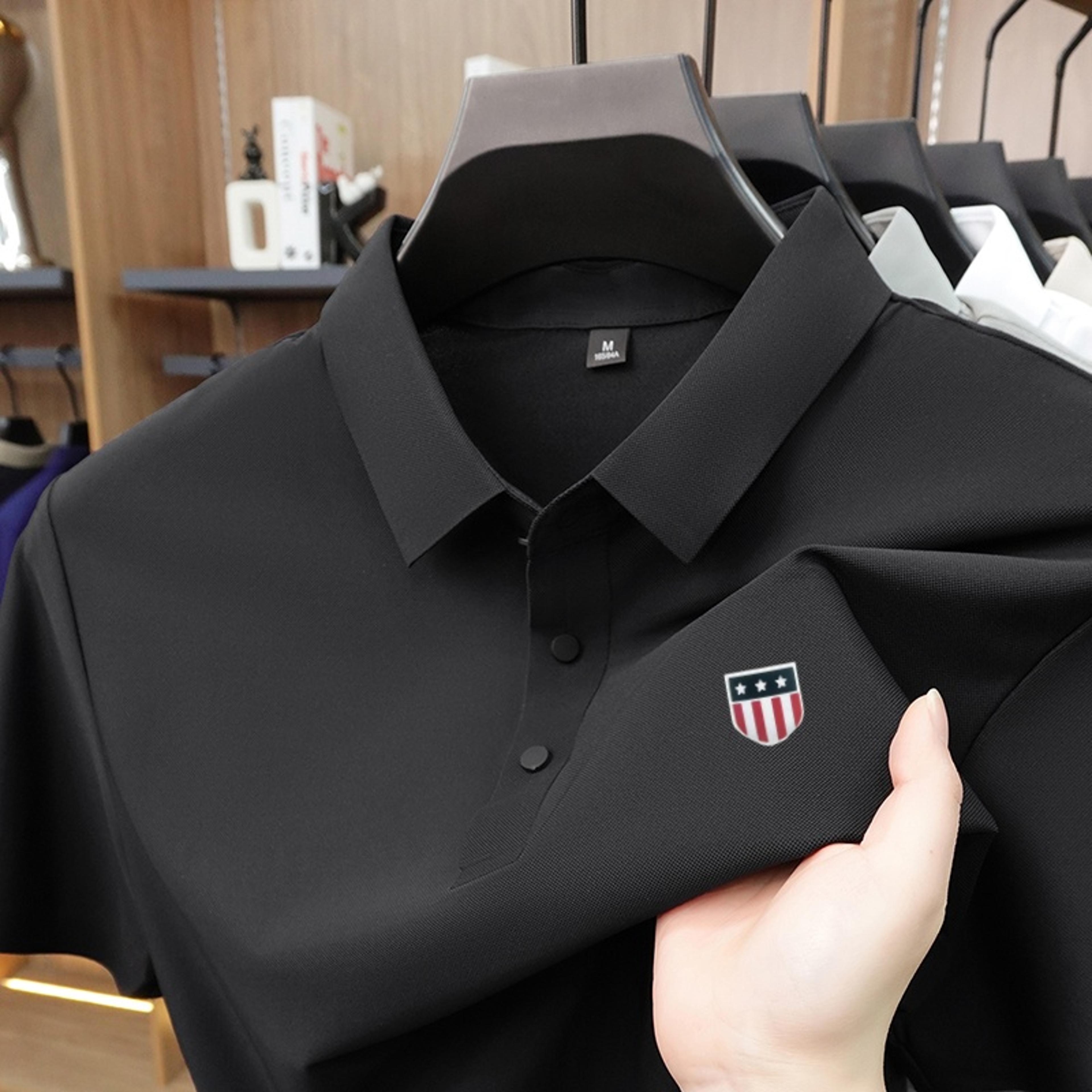 Men Short Sleeve Polo Shirt Trend Setting Lapel Print Casual Tee 2
