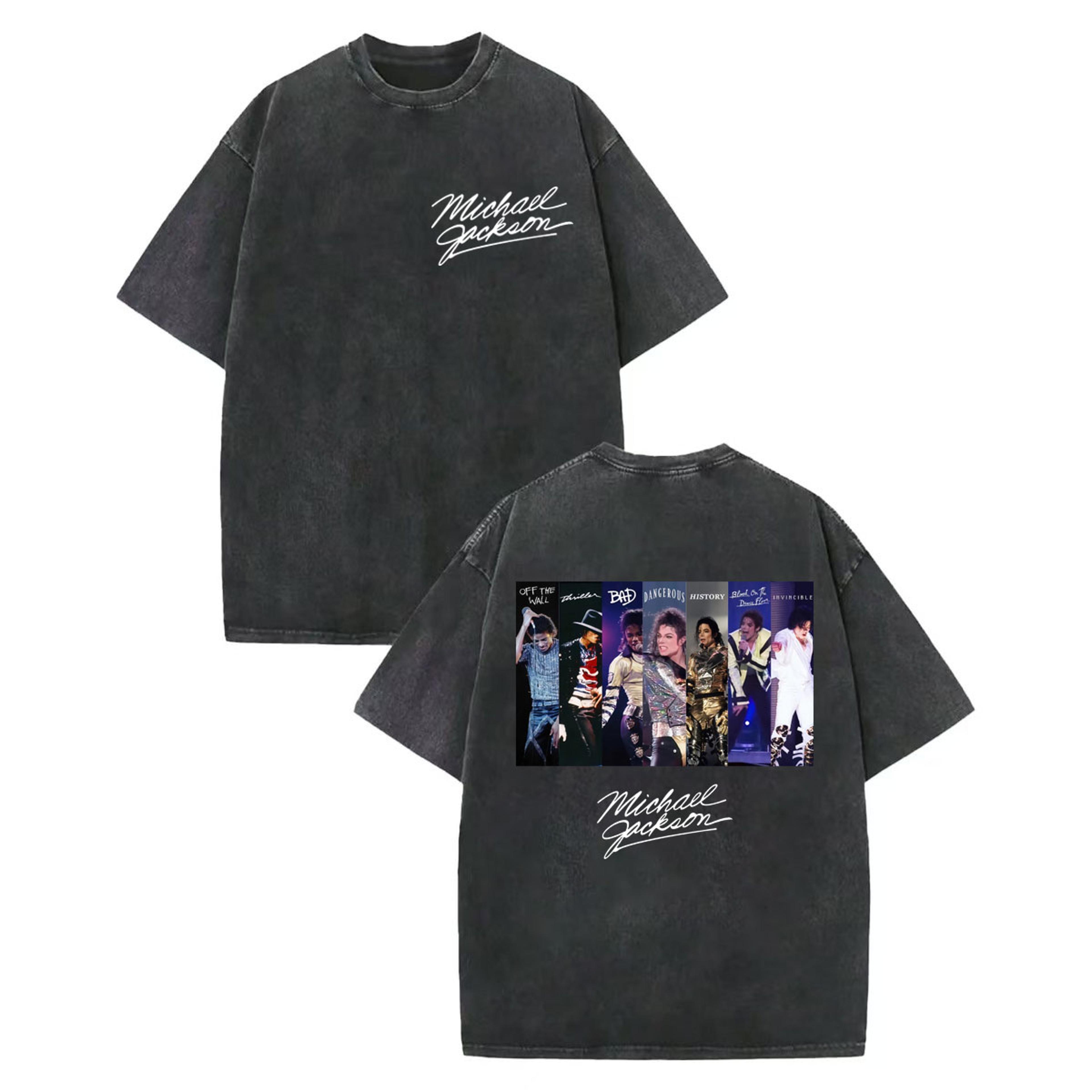 Vintage Michael Jackson Shirt Retro Graphic Rock Tee Oversized Washed Cotton Streetwear 9