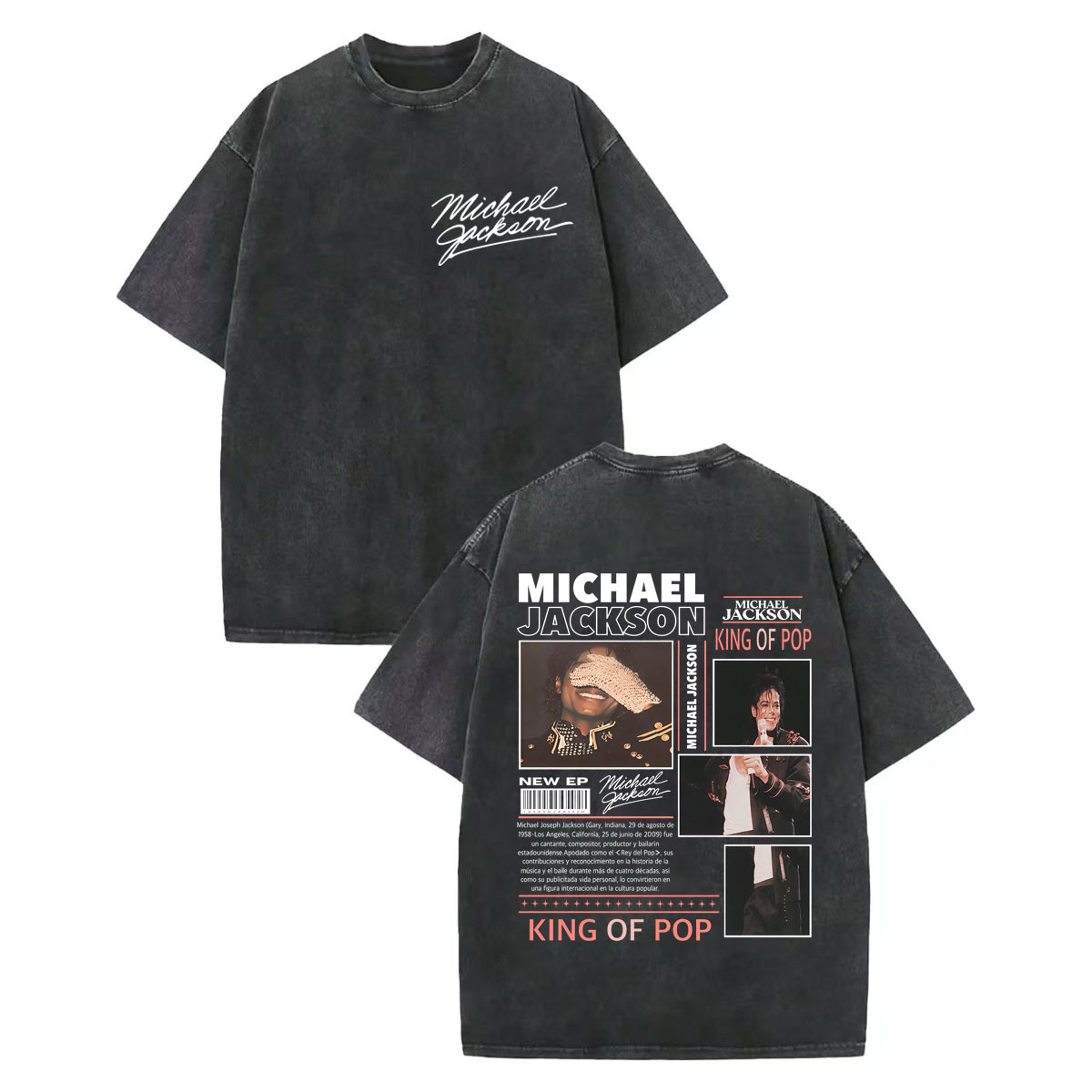 Vintage Michael Jackson Shirt Retro Graphic Rock Tee Oversized Washed Cotton Streetwear 16
