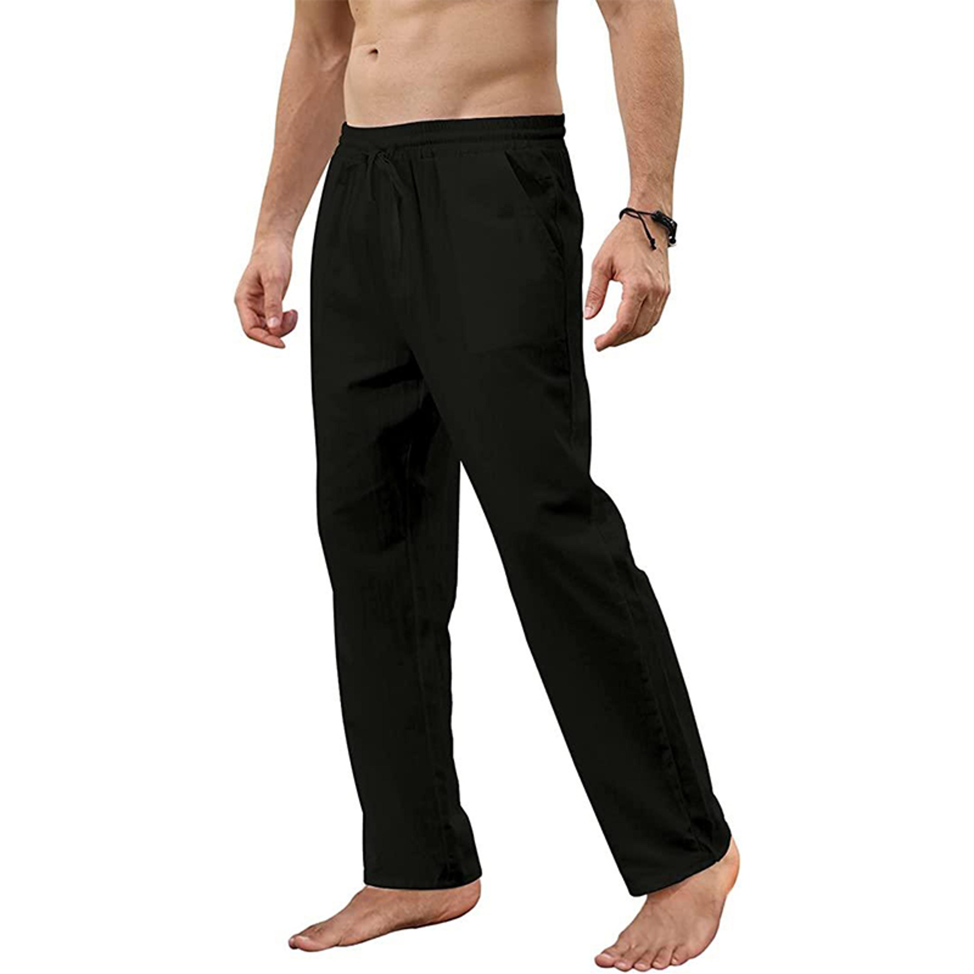 Mens Casual Linen Pants  Loose Fit Lightweight Summer Trousers 2