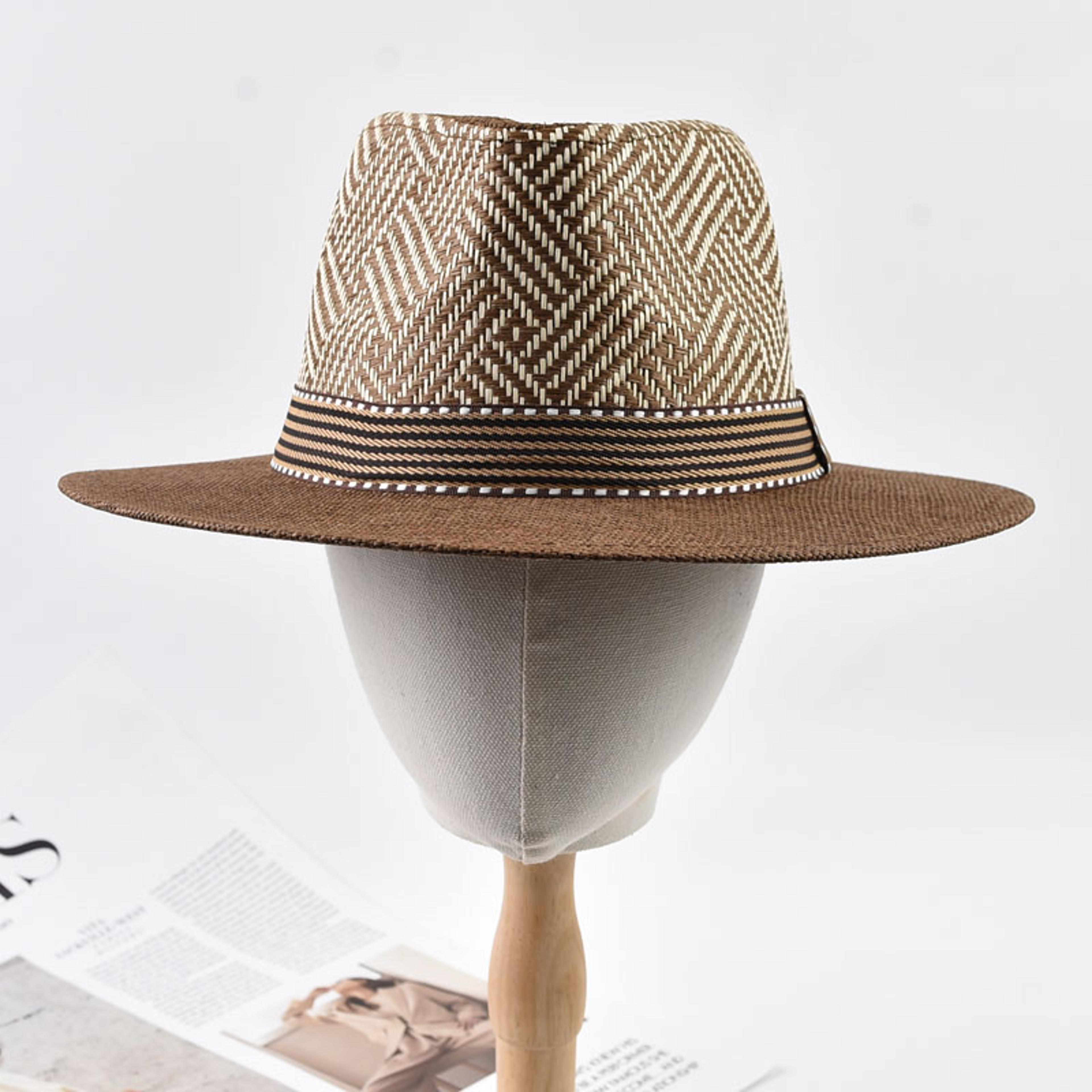 Classic Mens Panama Straw Sun Hat  Breathable Summer Beach Fedora For Men 2