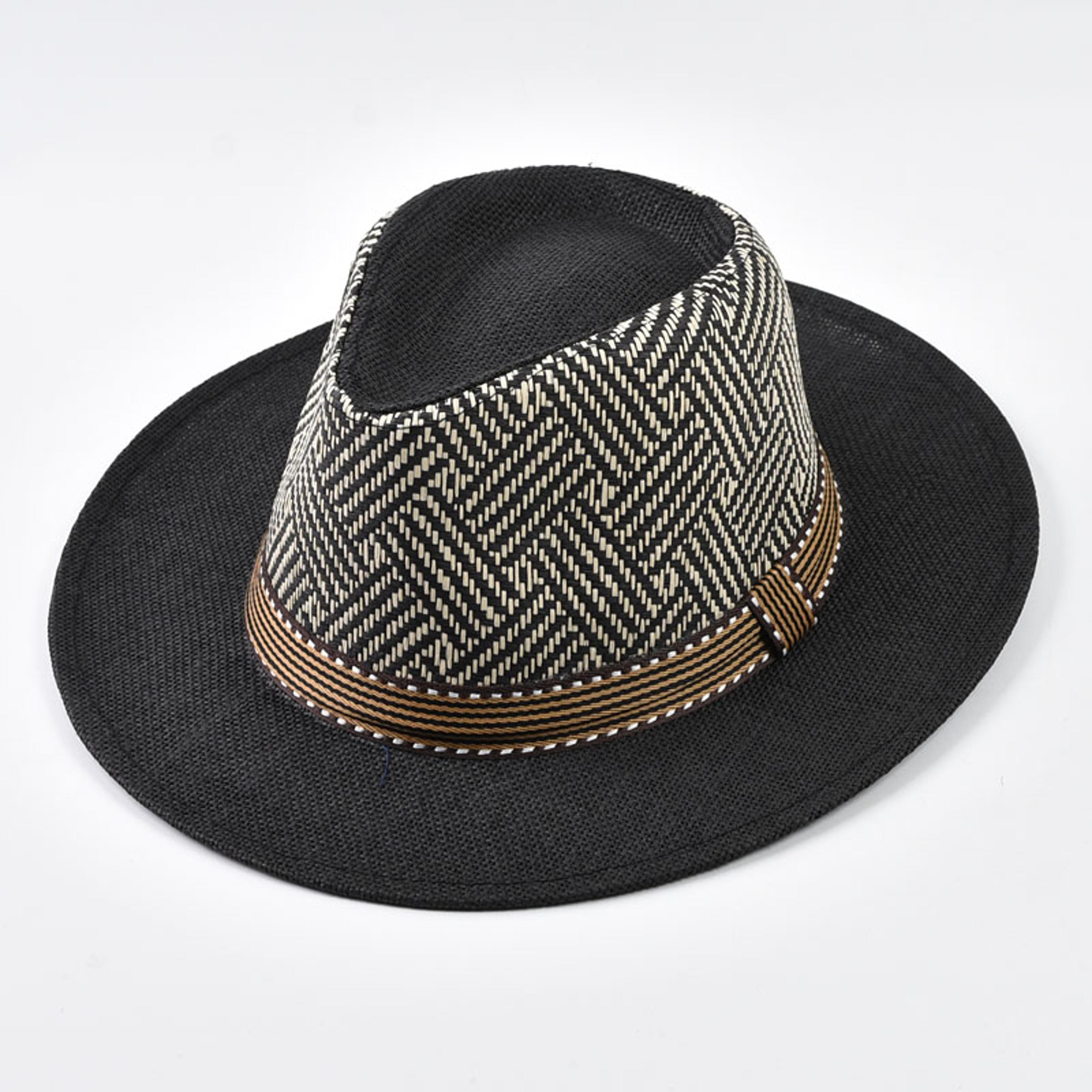 Classic Mens Panama Straw Sun Hat  Breathable Summer Beach Fedora For Men 5