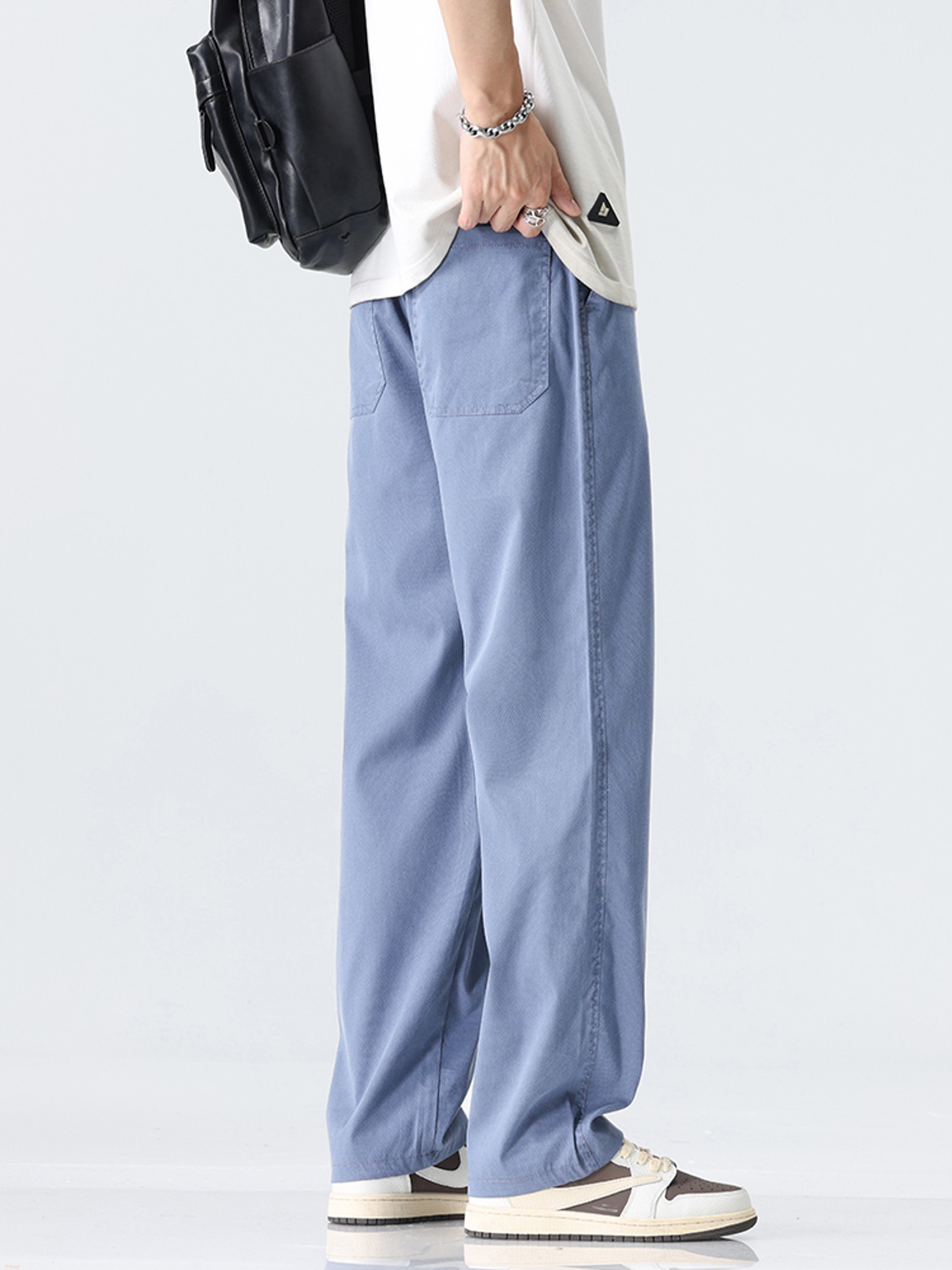 Mens Lightweight Lyocell Straight Leg Casual Trousers 1