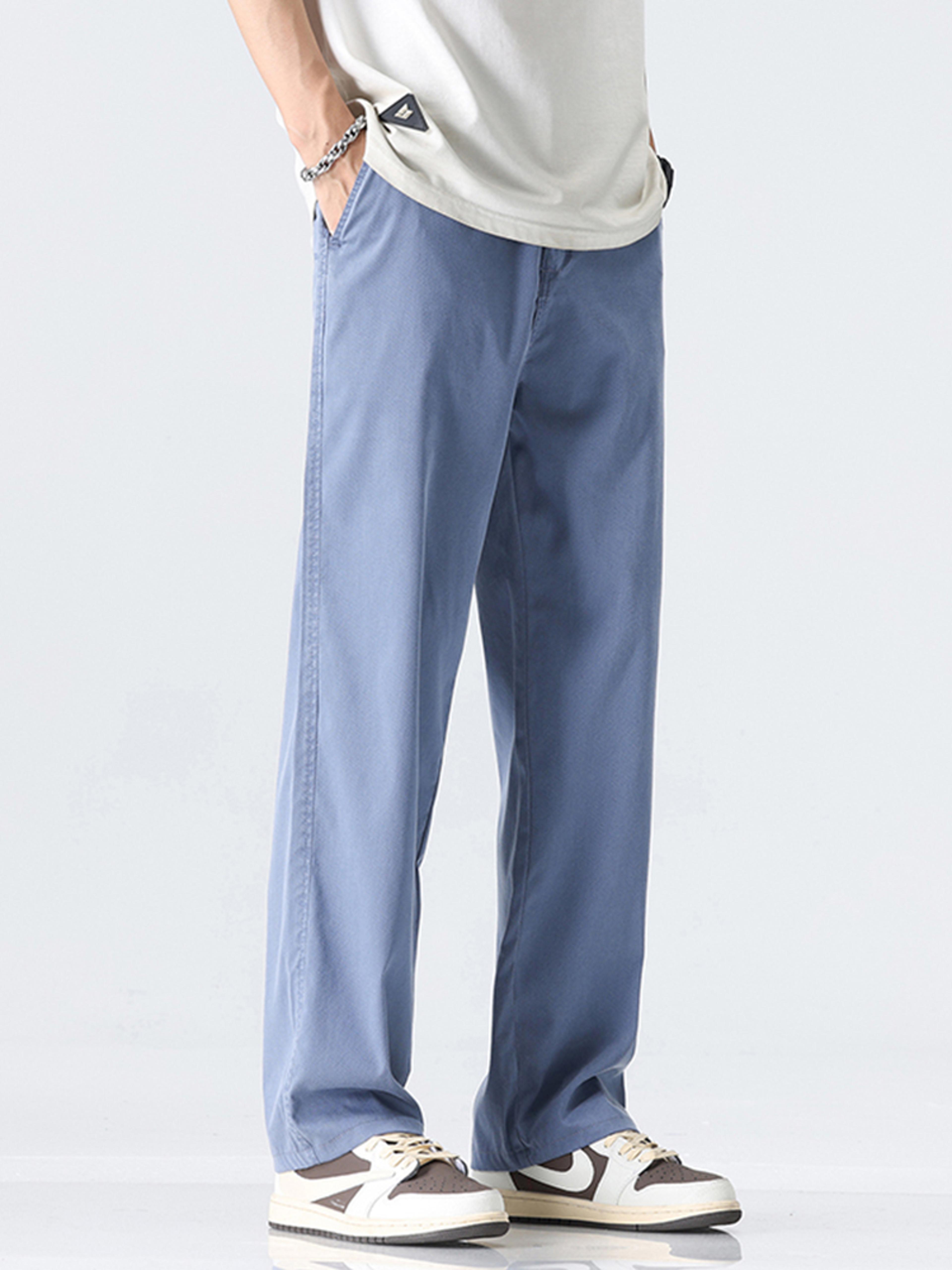 Mens Lightweight Lyocell Straight Leg Casual Trousers 2