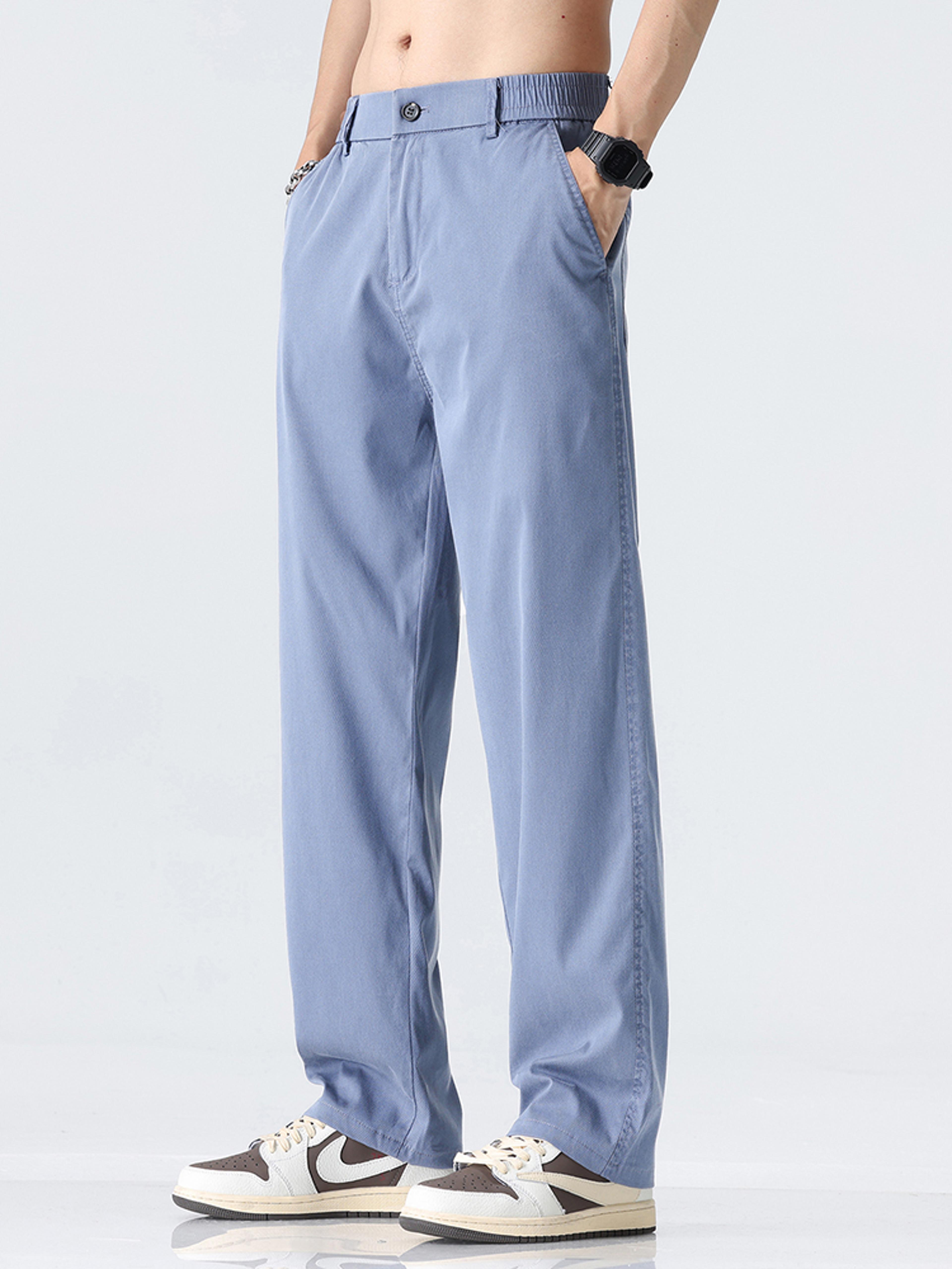 Mens Lightweight Lyocell Straight Leg Casual Trousers 6