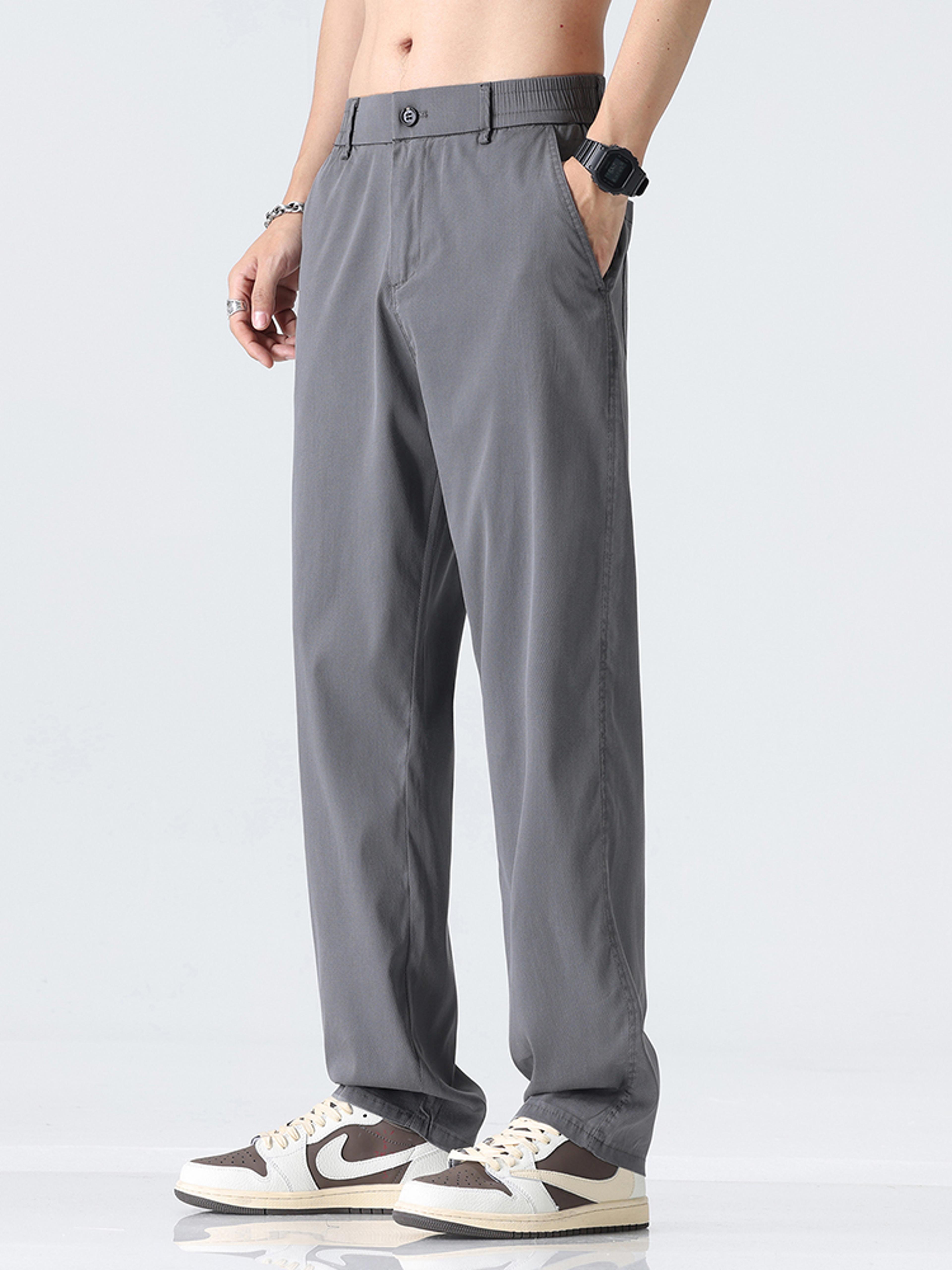 Mens Lightweight Lyocell Straight Leg Casual Trousers 8