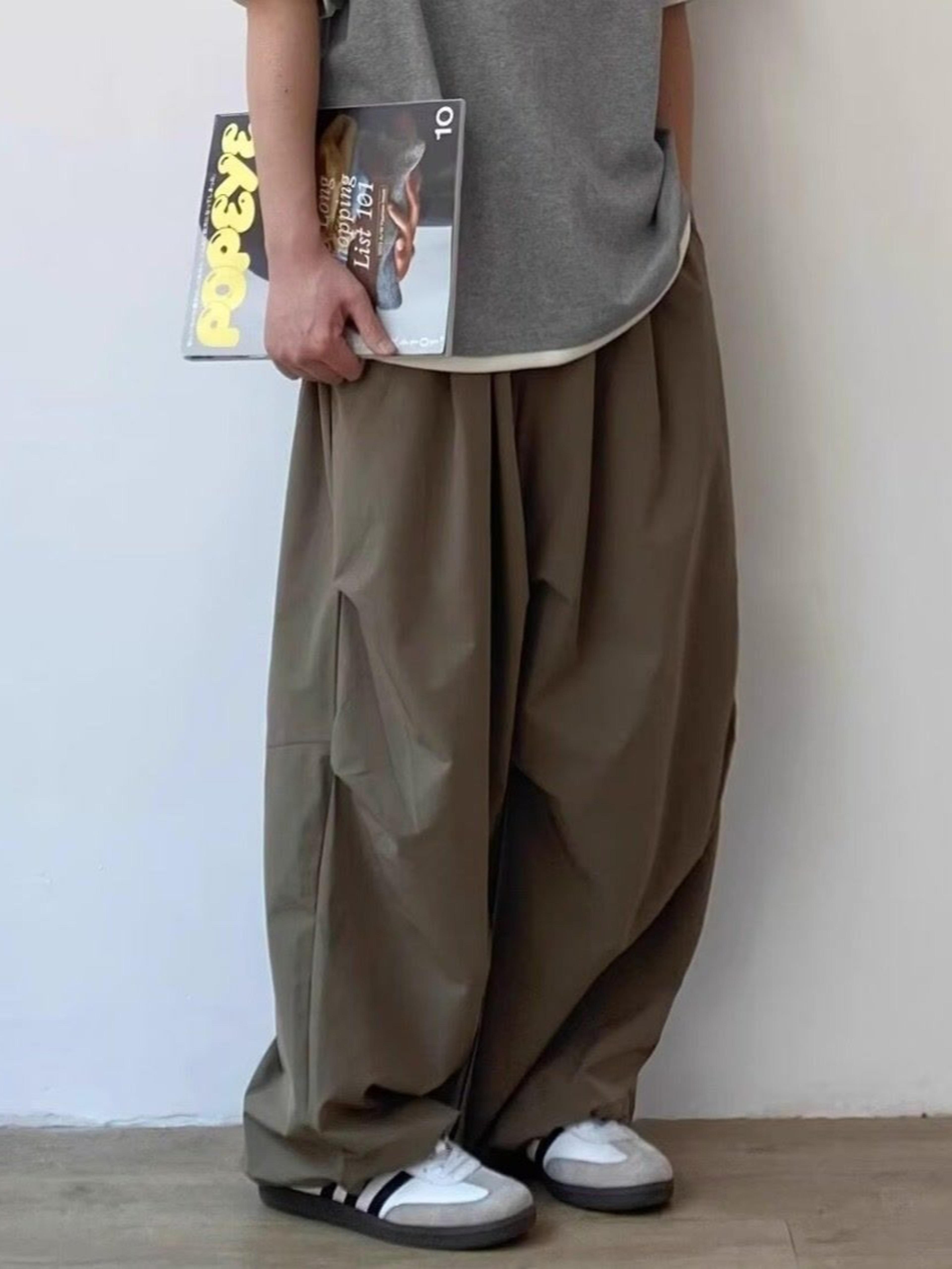 Japanese Streetwear Wide Leg Pleated Casual Baggy Pants 2