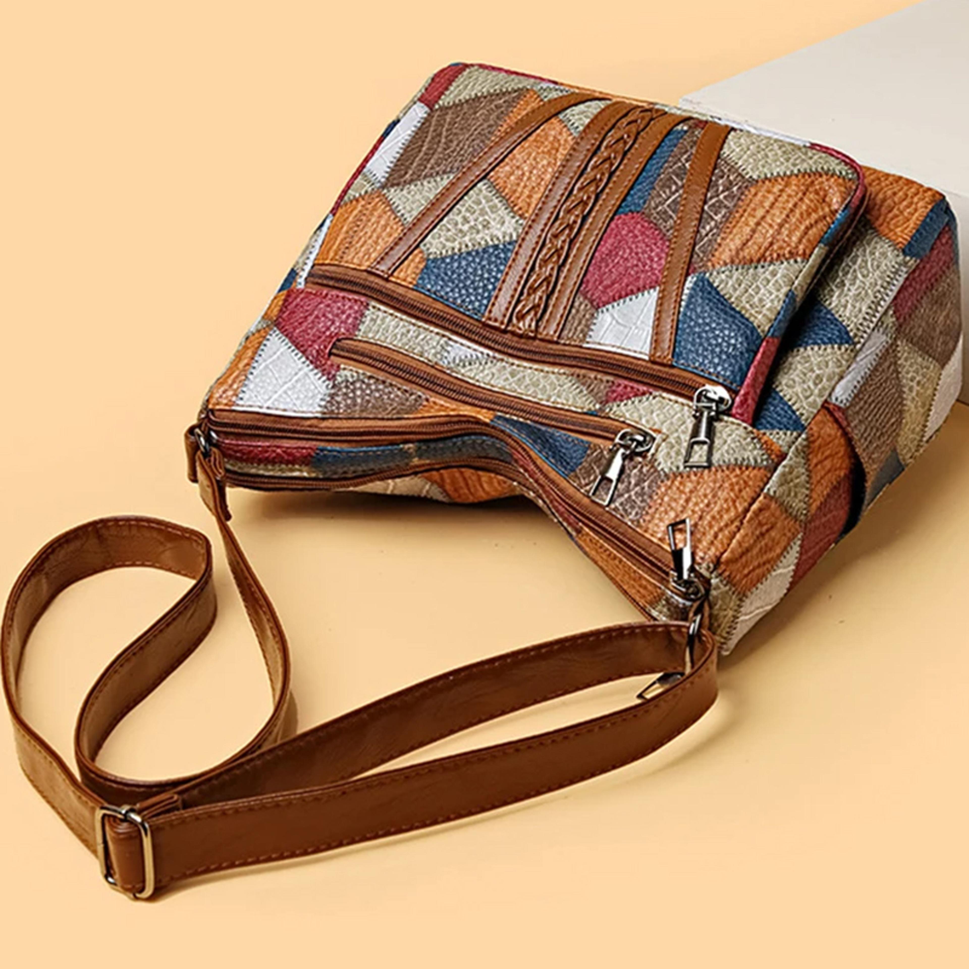 Chic Patchwork Diaper Bag Backpack Fashionable Multi Functional Shoulder Bag For Moms 1