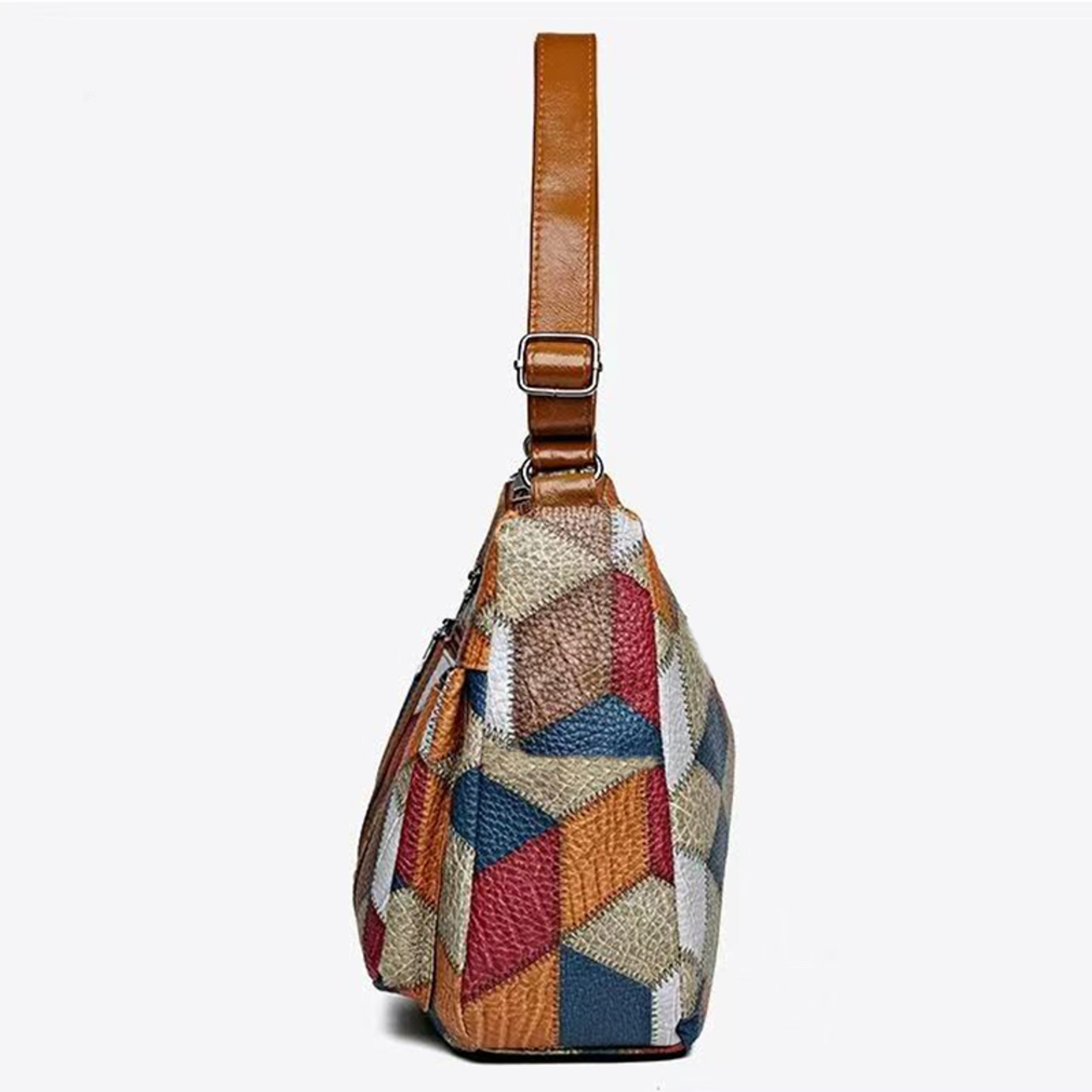 Chic Patchwork Diaper Bag Backpack Fashionable Multi Functional Shoulder Bag For Moms 3