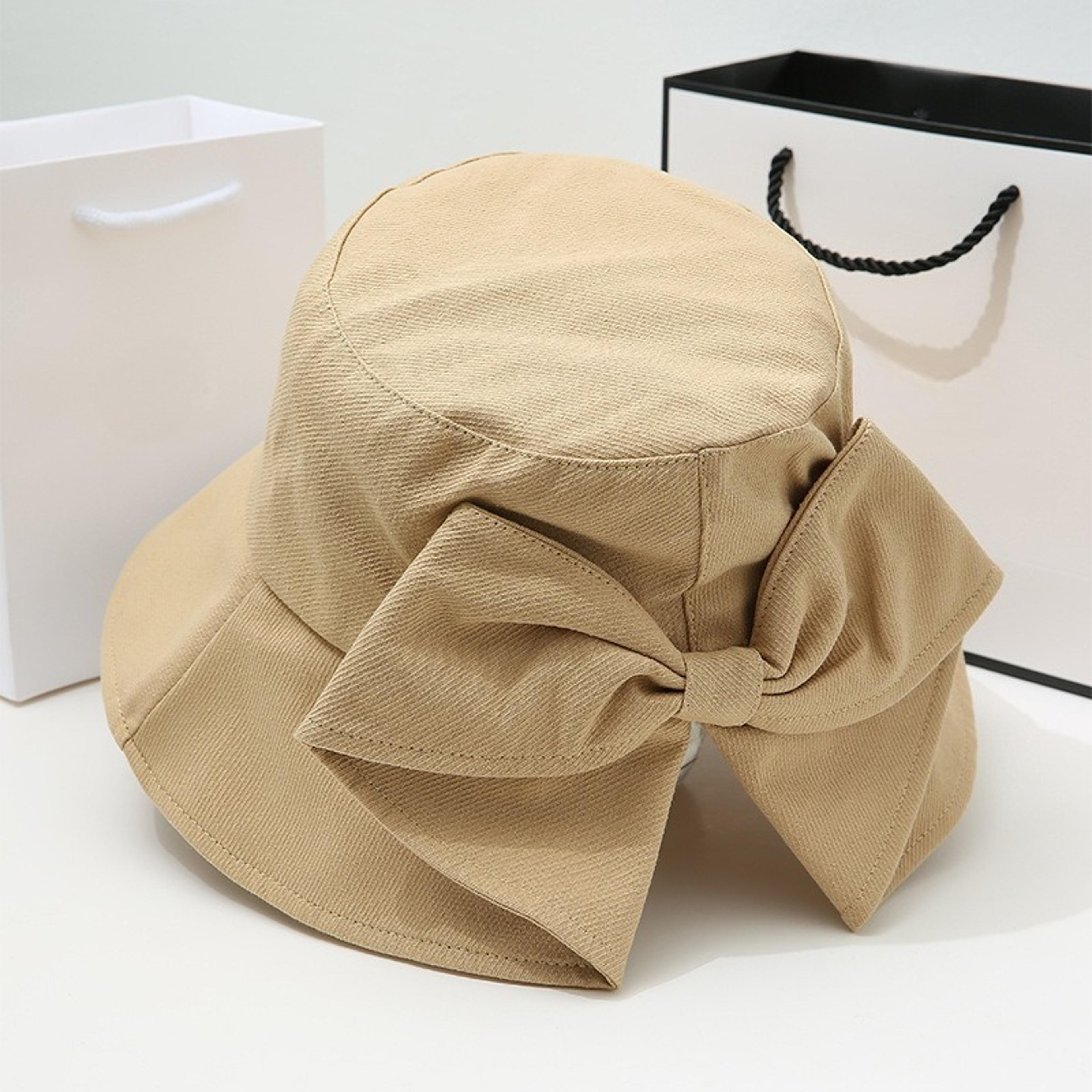 Wide Brim Bow Knot Sun Hat  AntiUV Packable Beach Bucket Hat For Women 5