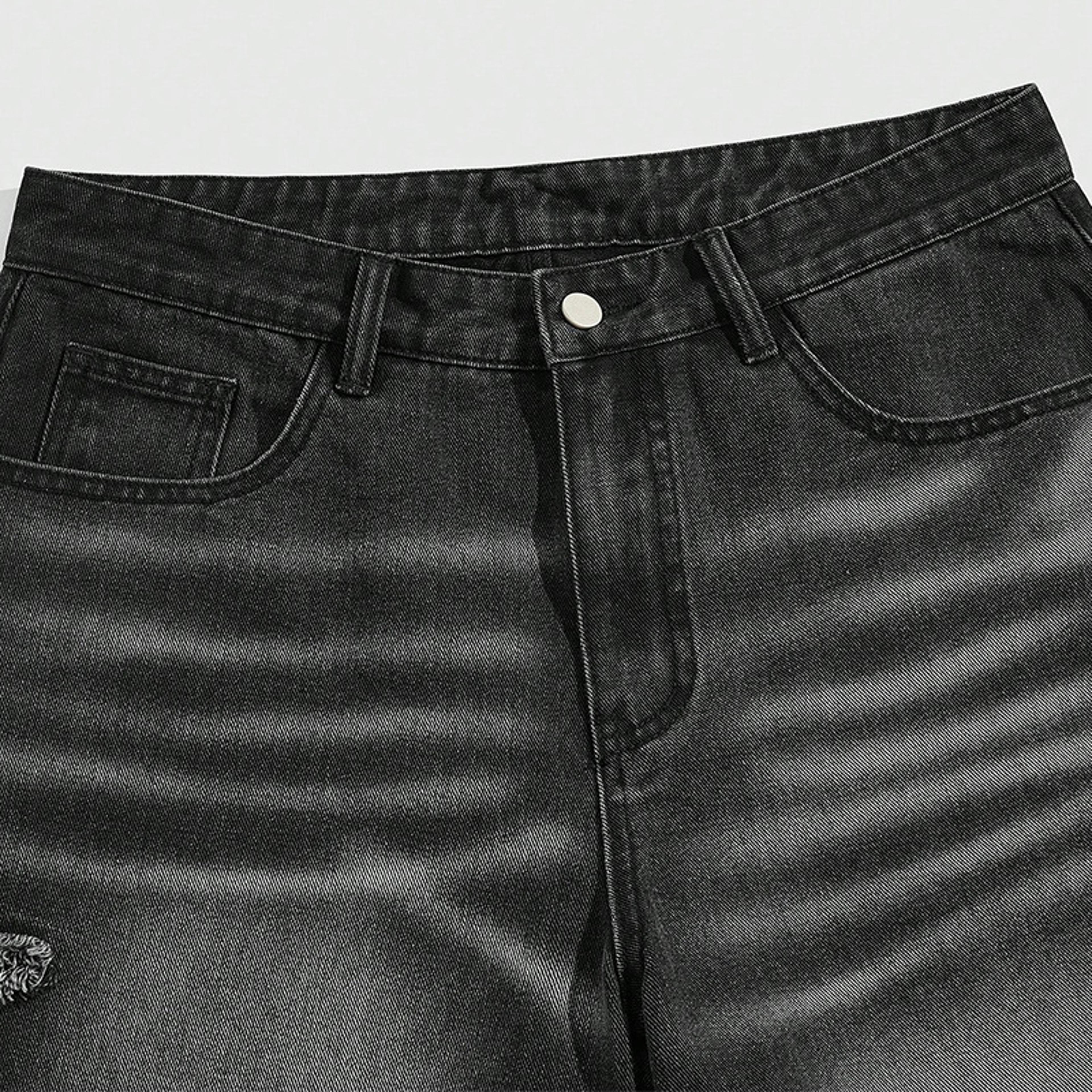Mens Casual Denim Shorts Trendy Loose Fit Summer Jeans 3