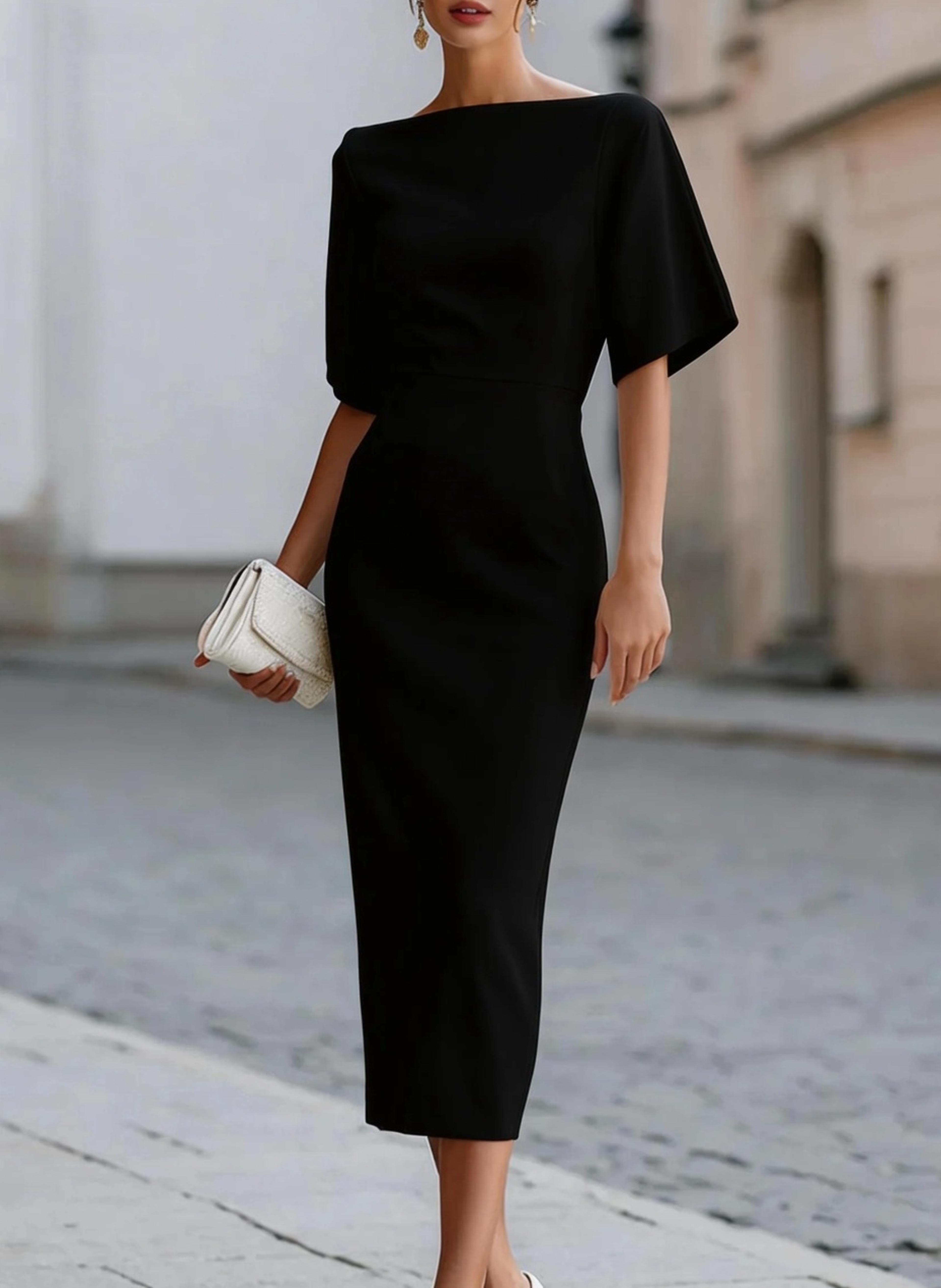 Boat Neck Midi Dress Elegance Elegant Formal Cocktail Party Dress For Women 2