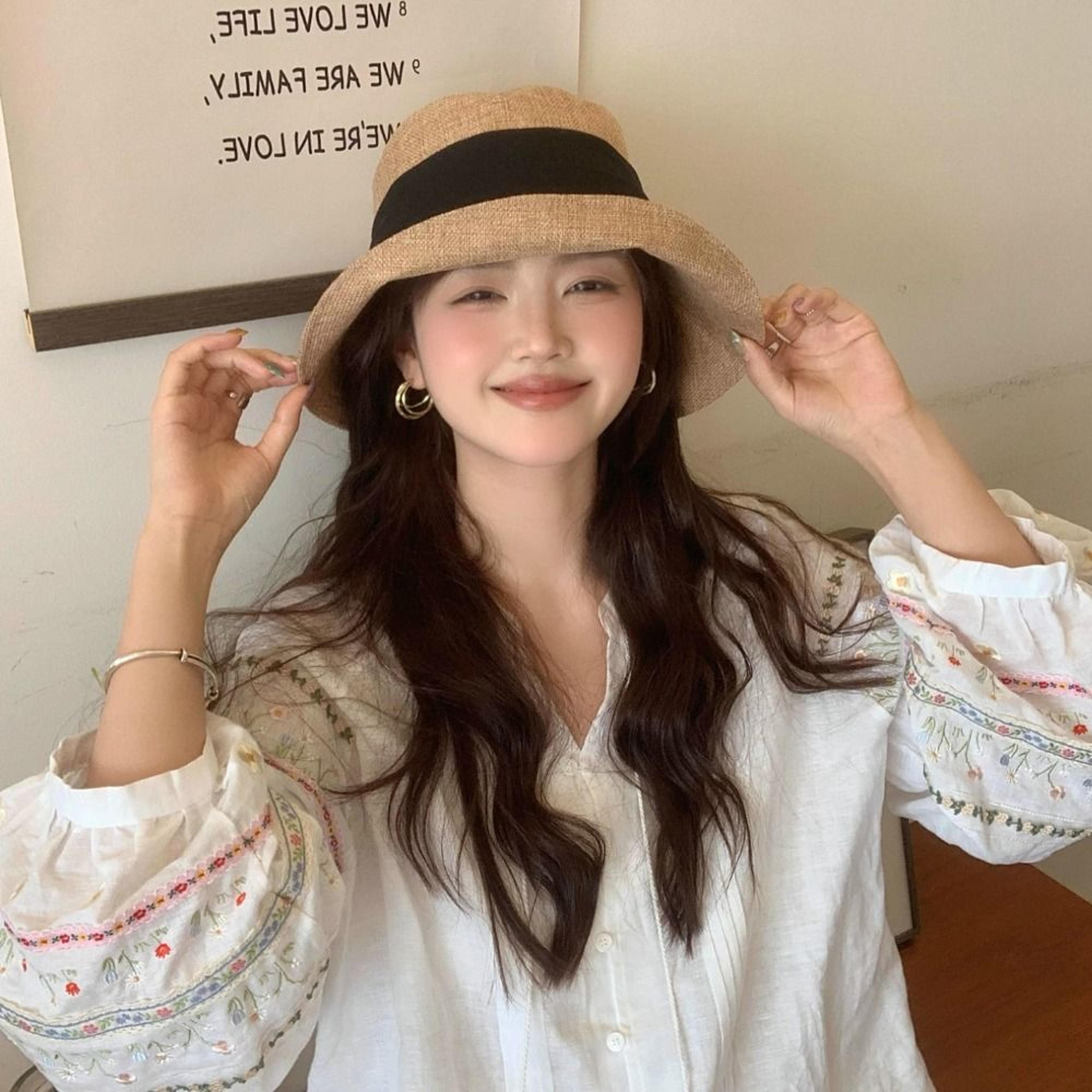 Womens Wide Brim Summer Sun Hat Breathable Bowknot Cotton Linen Fisherman Cap 1