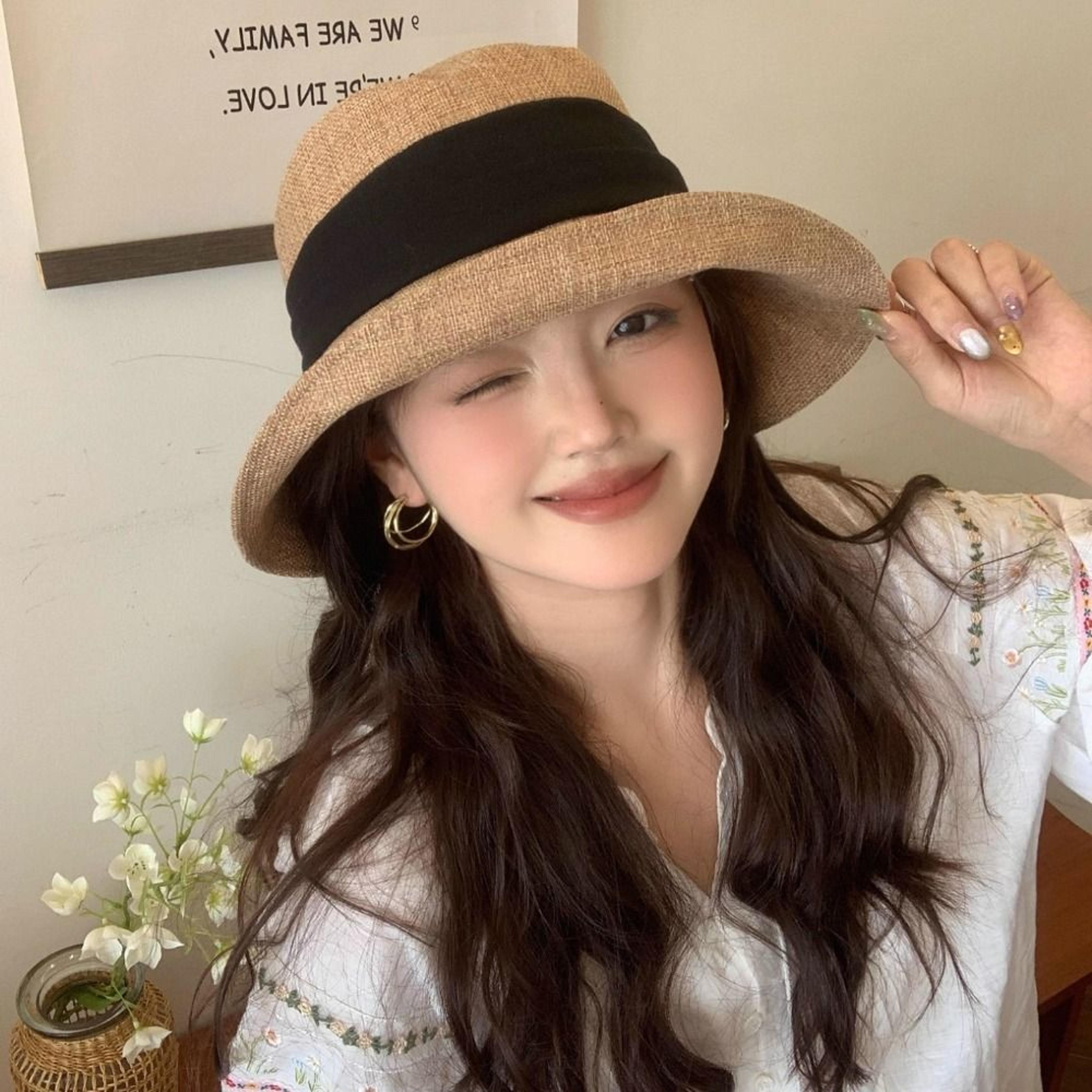 Womens Wide Brim Summer Sun Hat Breathable Bowknot Cotton Linen Fisherman Cap 2