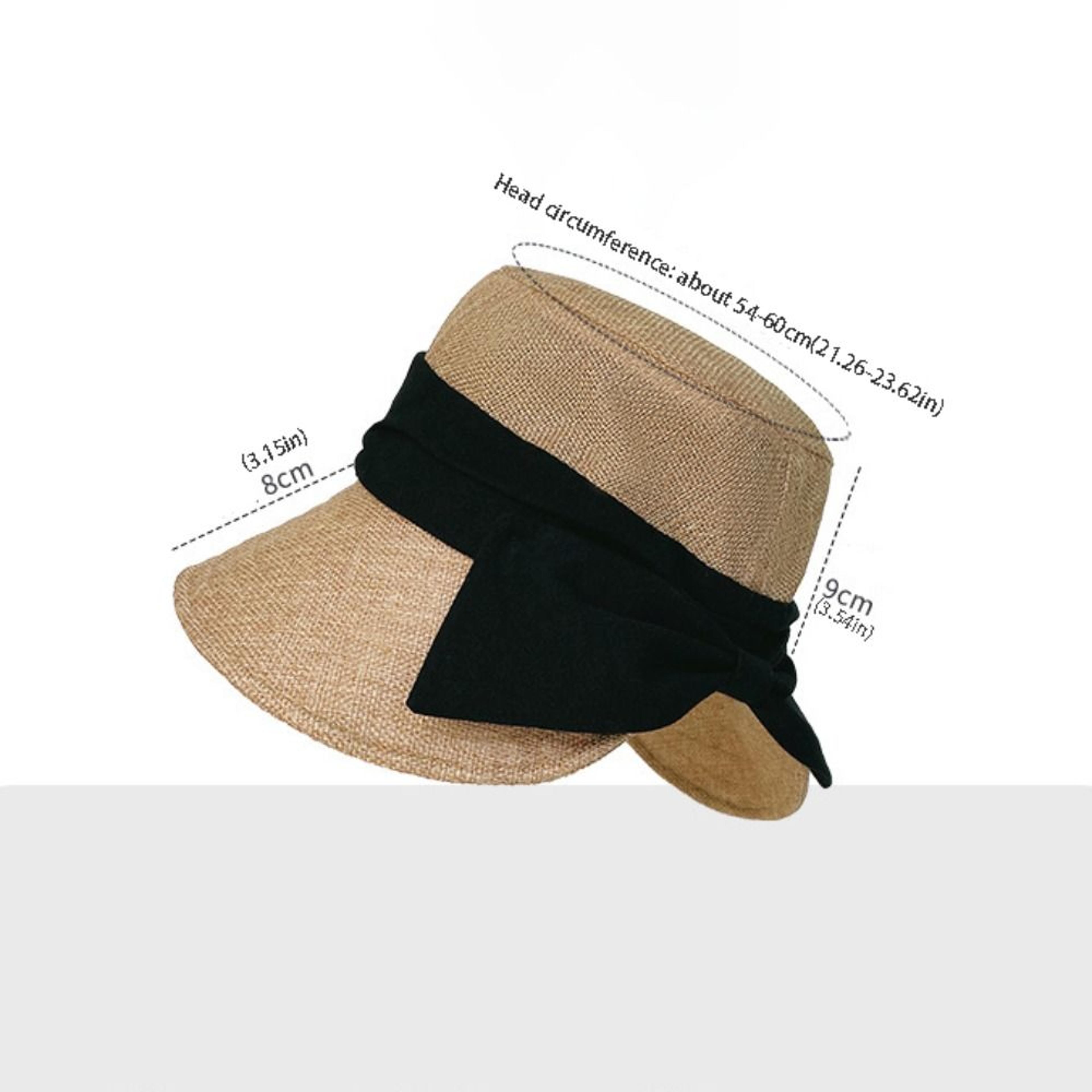 Womens Wide Brim Summer Sun Hat Breathable Bowknot Cotton Linen Fisherman Cap 4