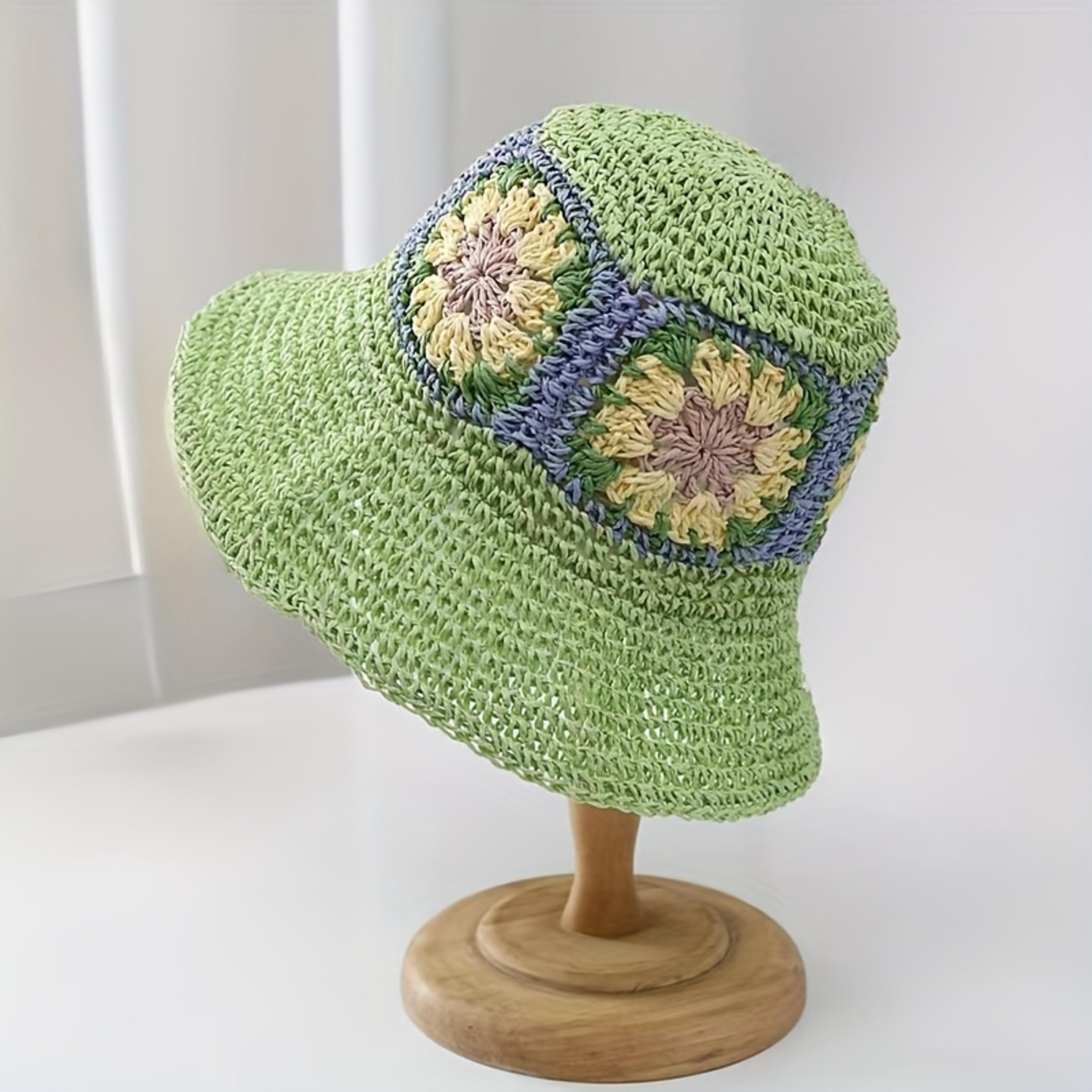 Bohemia Flower Straw Sun Hat Foldable Beach Vacation Cap 1