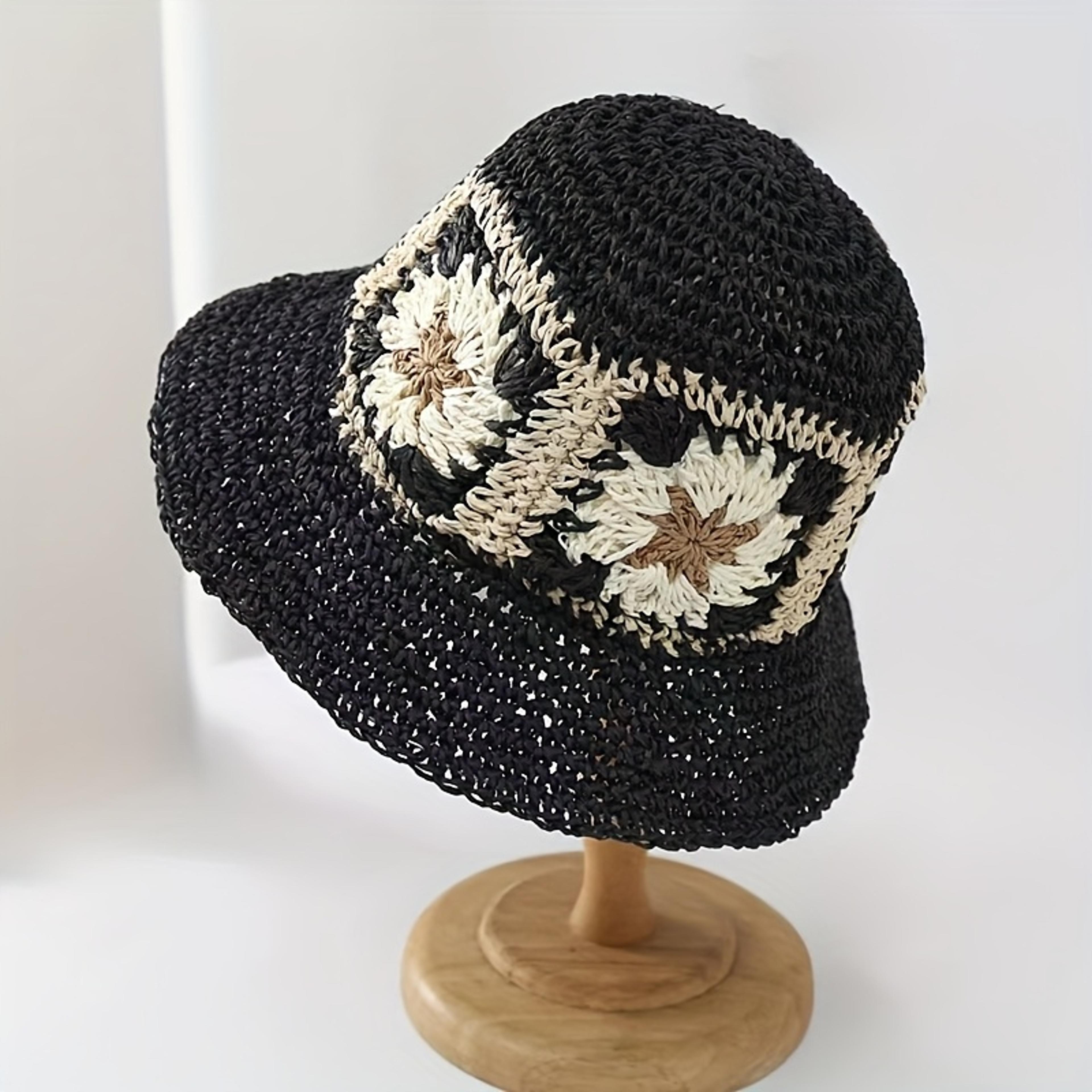 Bohemia Flower Straw Sun Hat Foldable Beach Vacation Cap 2