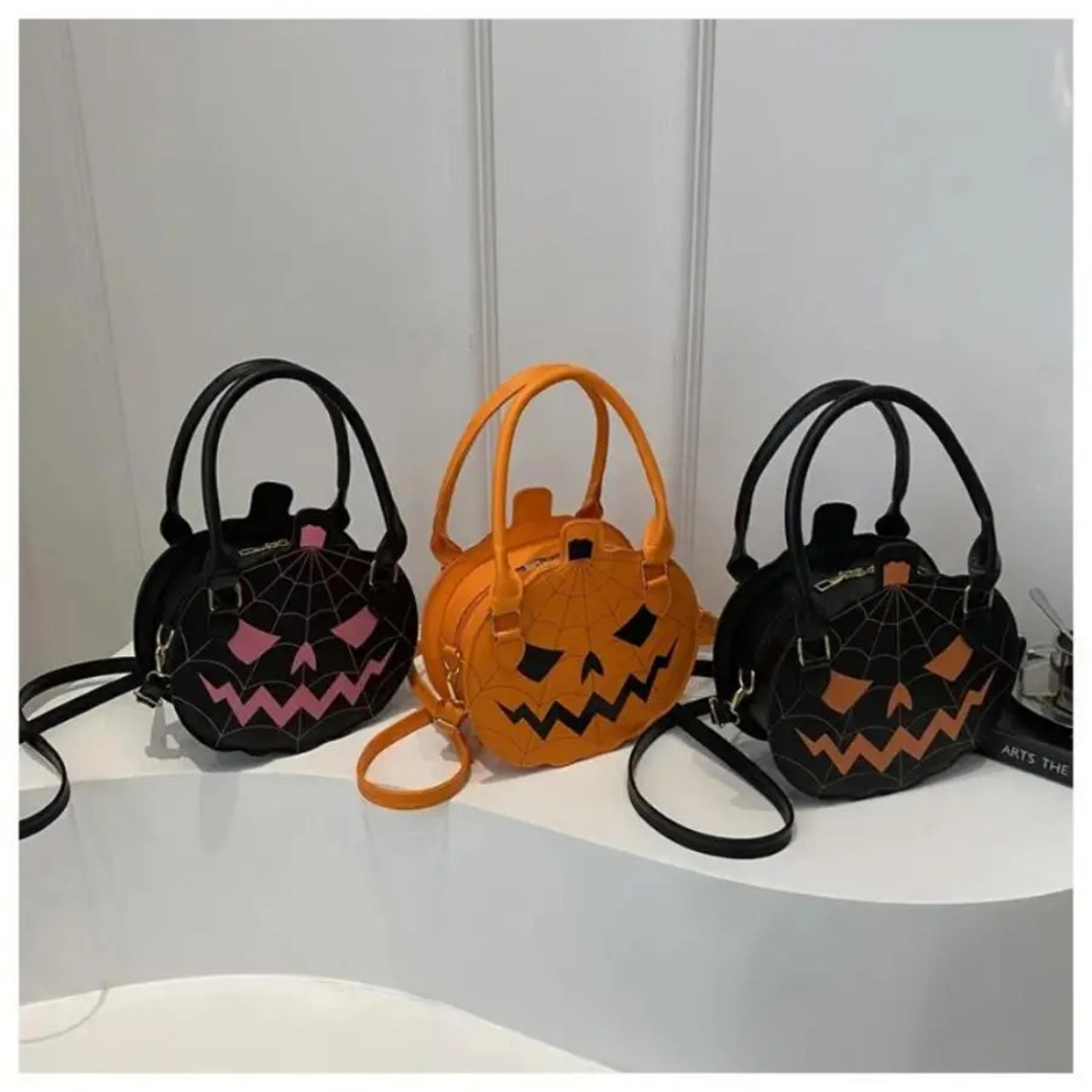 Product Name Chic Halloween Pumpkin Crossbody Bag Color Block PU Leather Festive Shoulder Purse For 1
