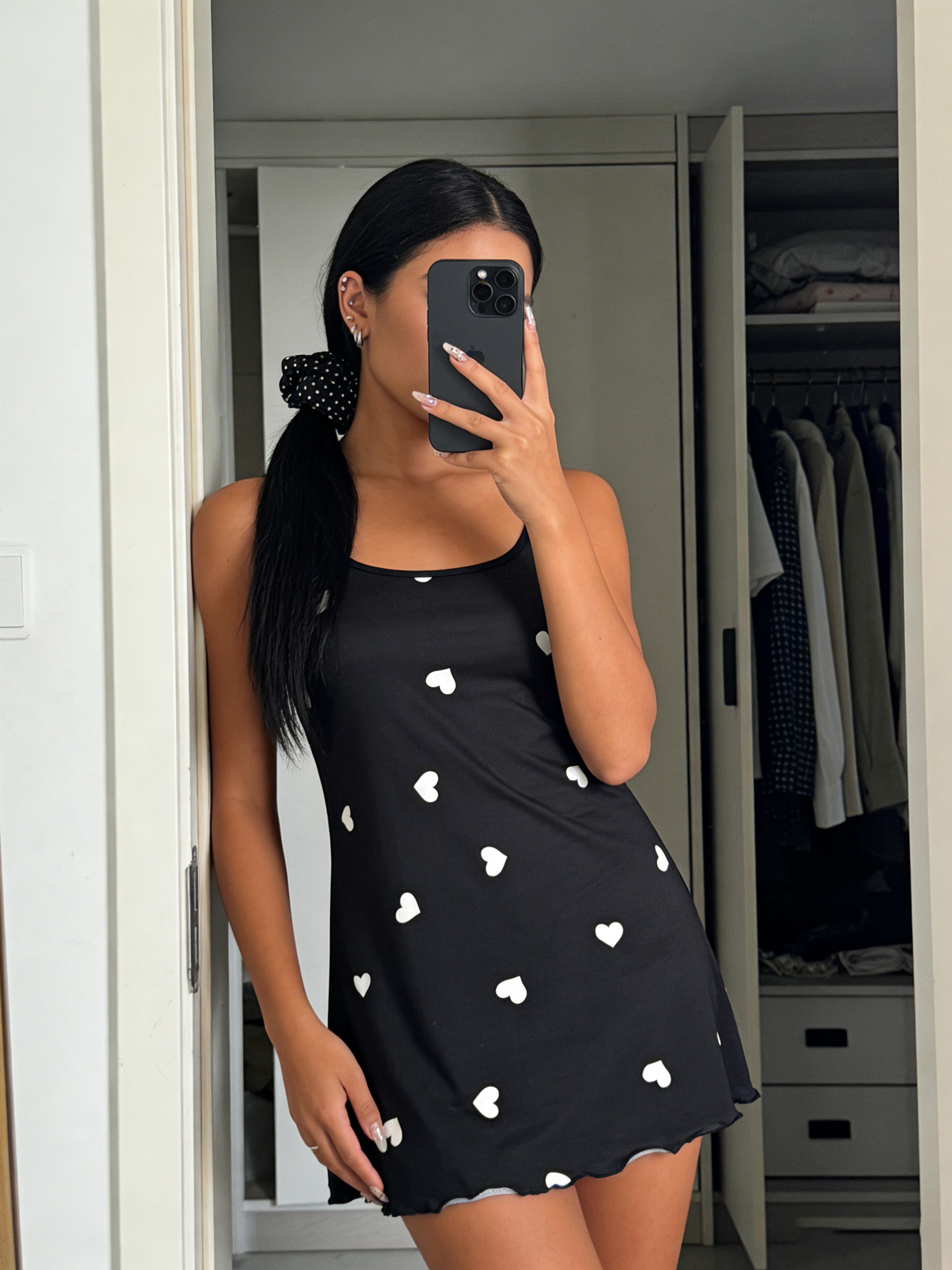 Womens Summer Nightdress Sweetheart Print Spaghetti Strap Nightgown 4