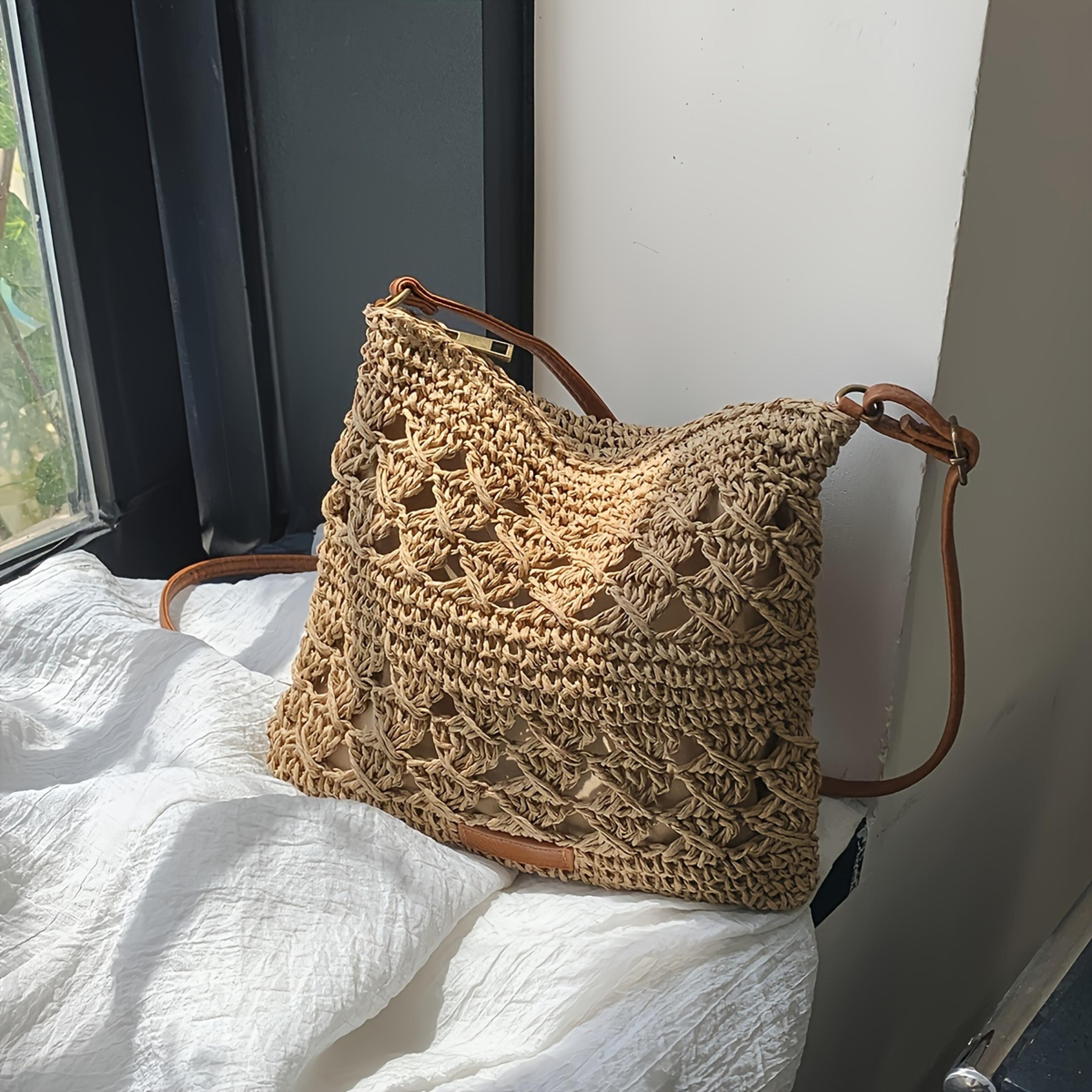 chic handmade straw crossbody bag - summer beach messenger bag for women