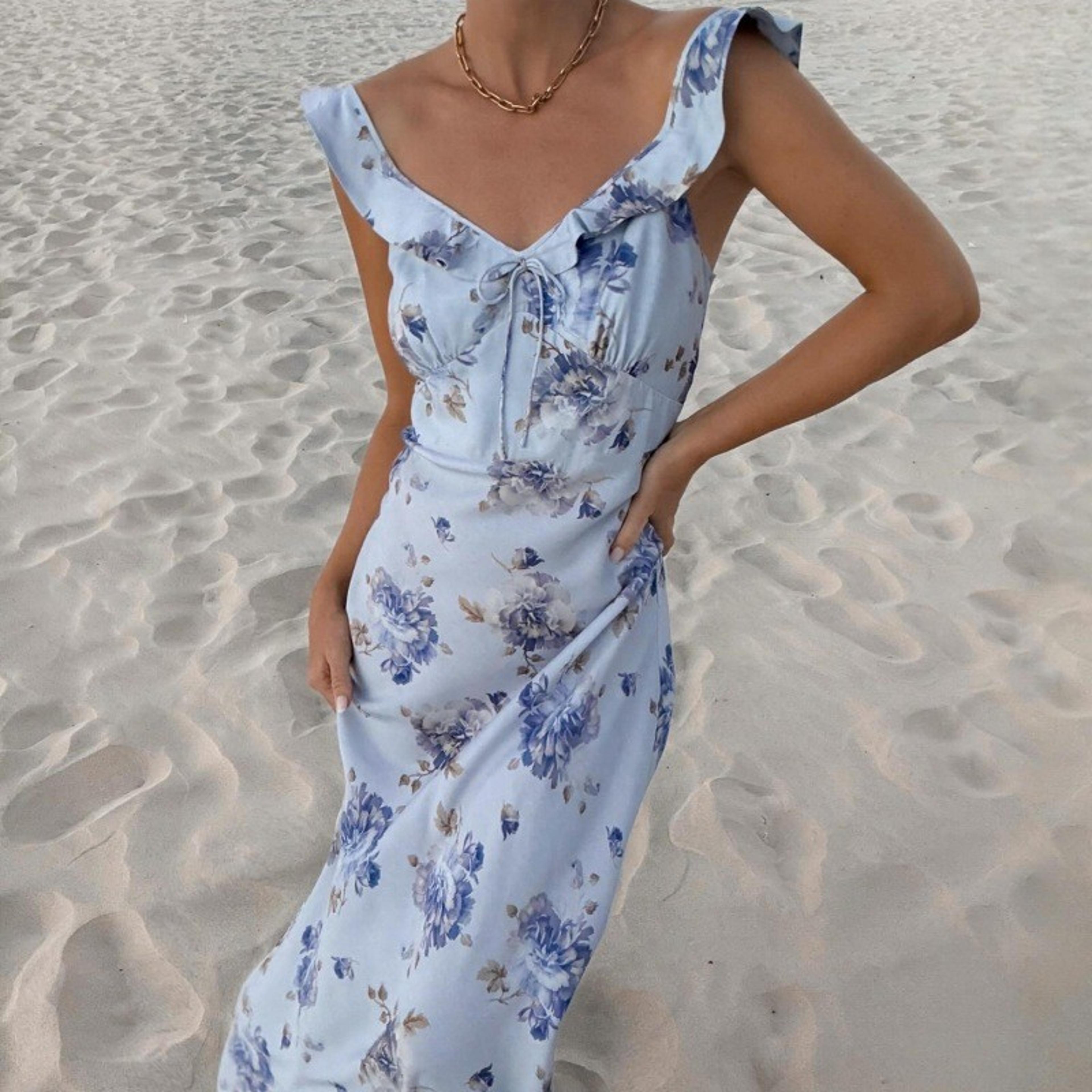 Floral Backless Beach Vacation Dress 6