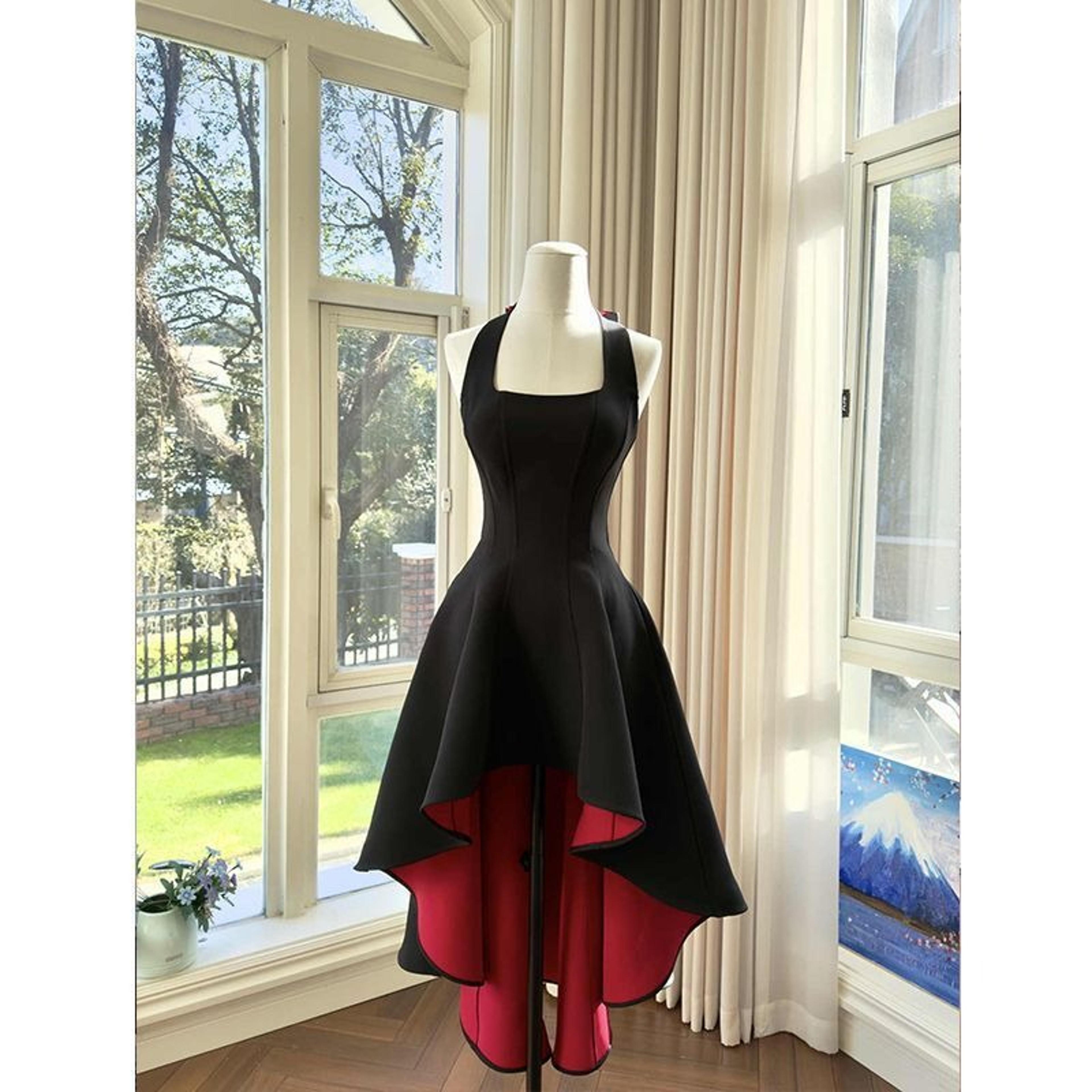 French Vintage Black Patchwork Long Strap Dress  Elegant Sleeveless Bodycon Party Dress 2